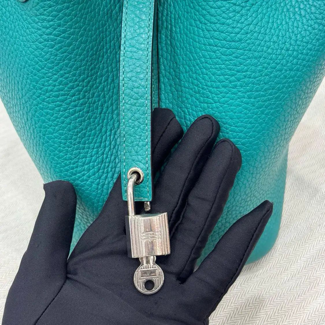 Hermes Hermes Picotin Lock 18 velvet green Clemence cowhide leather picotin handbag sil Size ONE SIZE - 7 Thumbnail