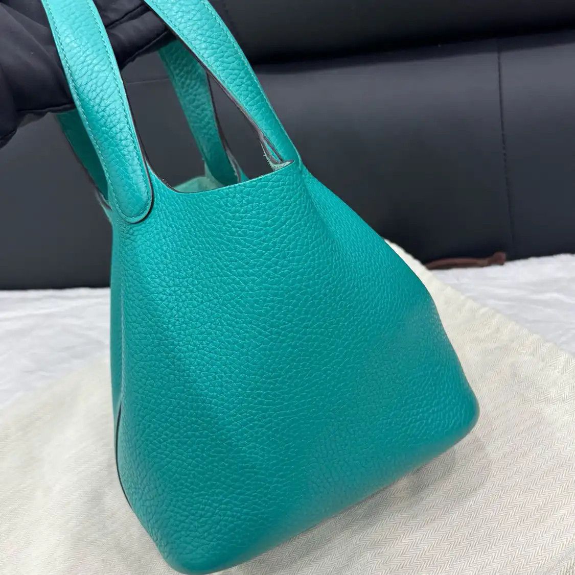 Hermes Hermes Picotin Lock 18 velvet green Clemence cowhide leather picotin handbag sil Size ONE SIZE - 4 Thumbnail