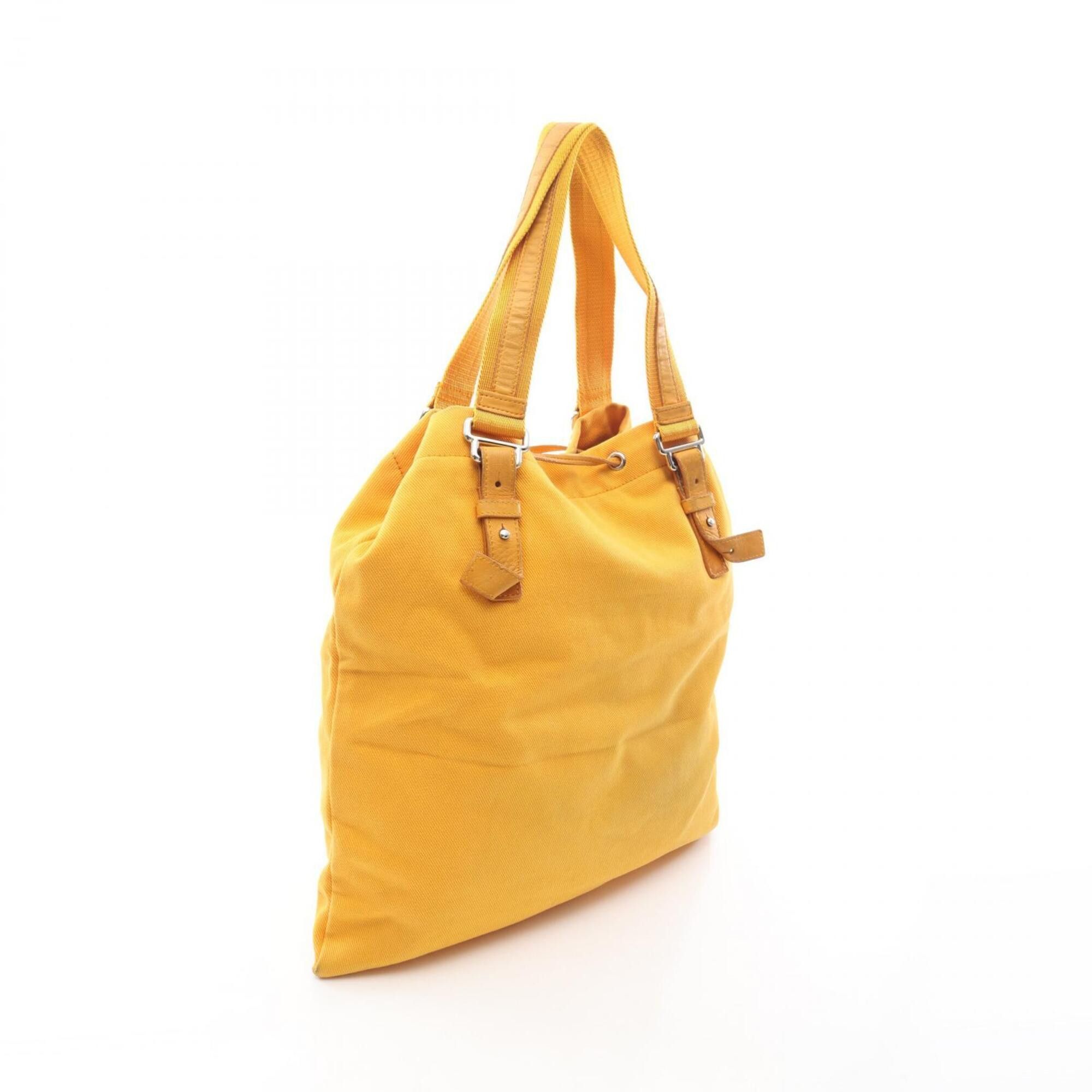 Yves Saint Laurent Yves Saint Laurent Rive Gauche Kahala Tote Bag/Handbag, Canvas, Leather, Fabric, Women's, Yellow Size ONE SIZE - 2 Thumbnail