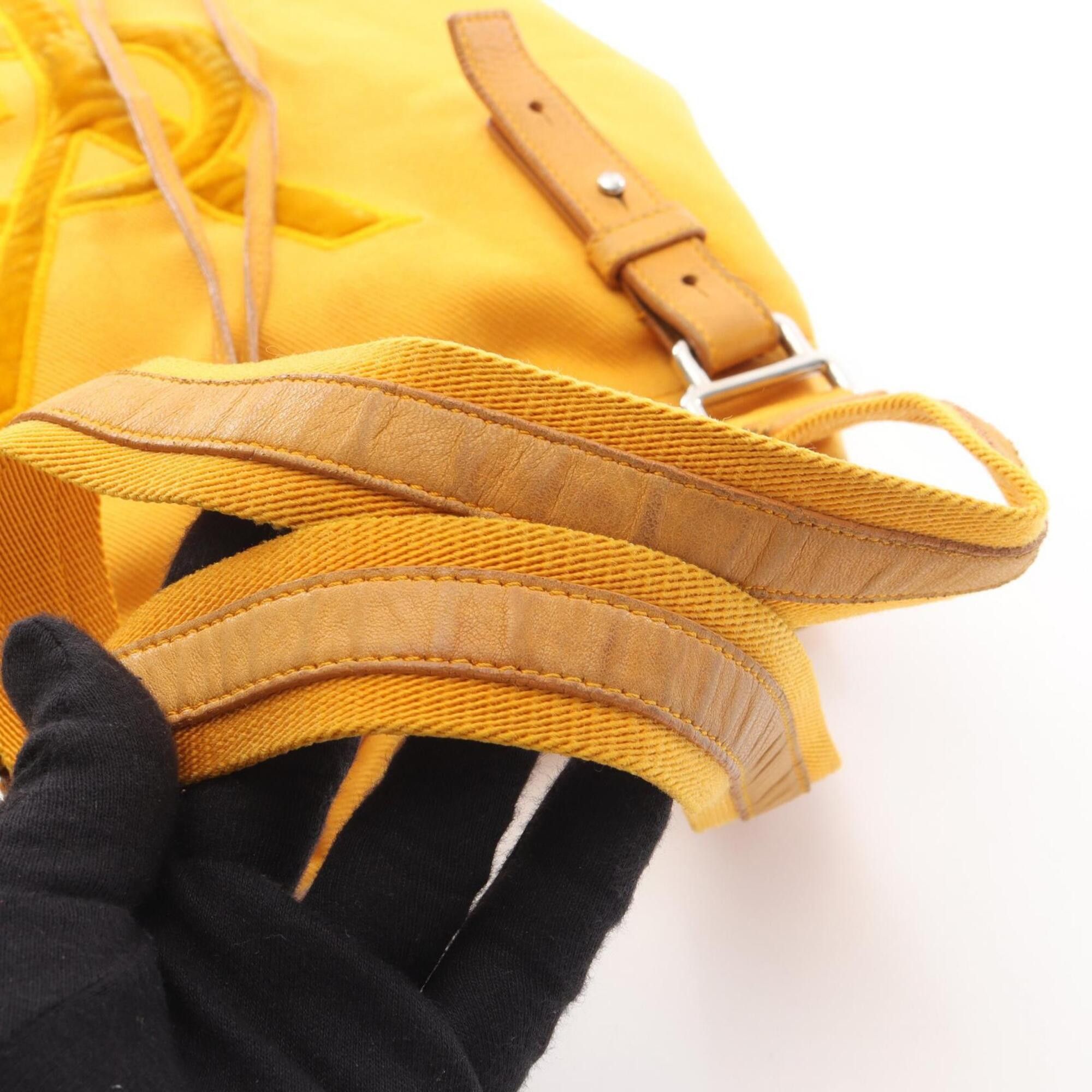 Yves Saint Laurent Yves Saint Laurent Rive Gauche Kahala Tote Bag/Handbag, Canvas, Leather, Fabric, Women's, Yellow Size ONE SIZE - 7 Thumbnail