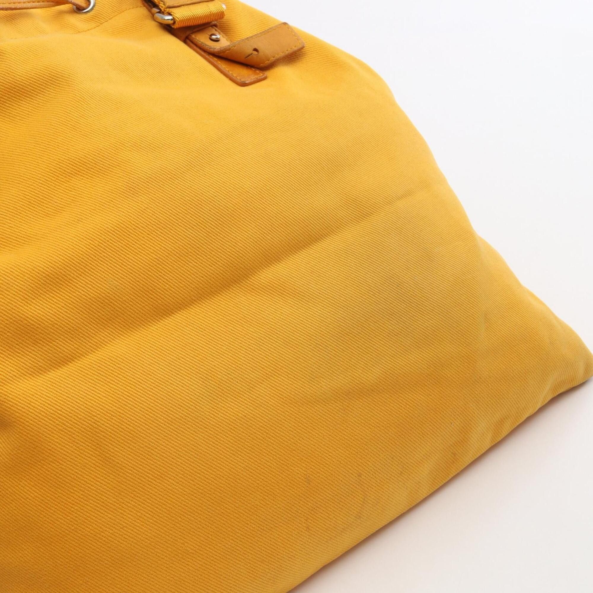 Yves Saint Laurent Yves Saint Laurent Rive Gauche Kahala Tote Bag/Handbag, Canvas, Leather, Fabric, Women's, Yellow Size ONE SIZE - 11 Thumbnail