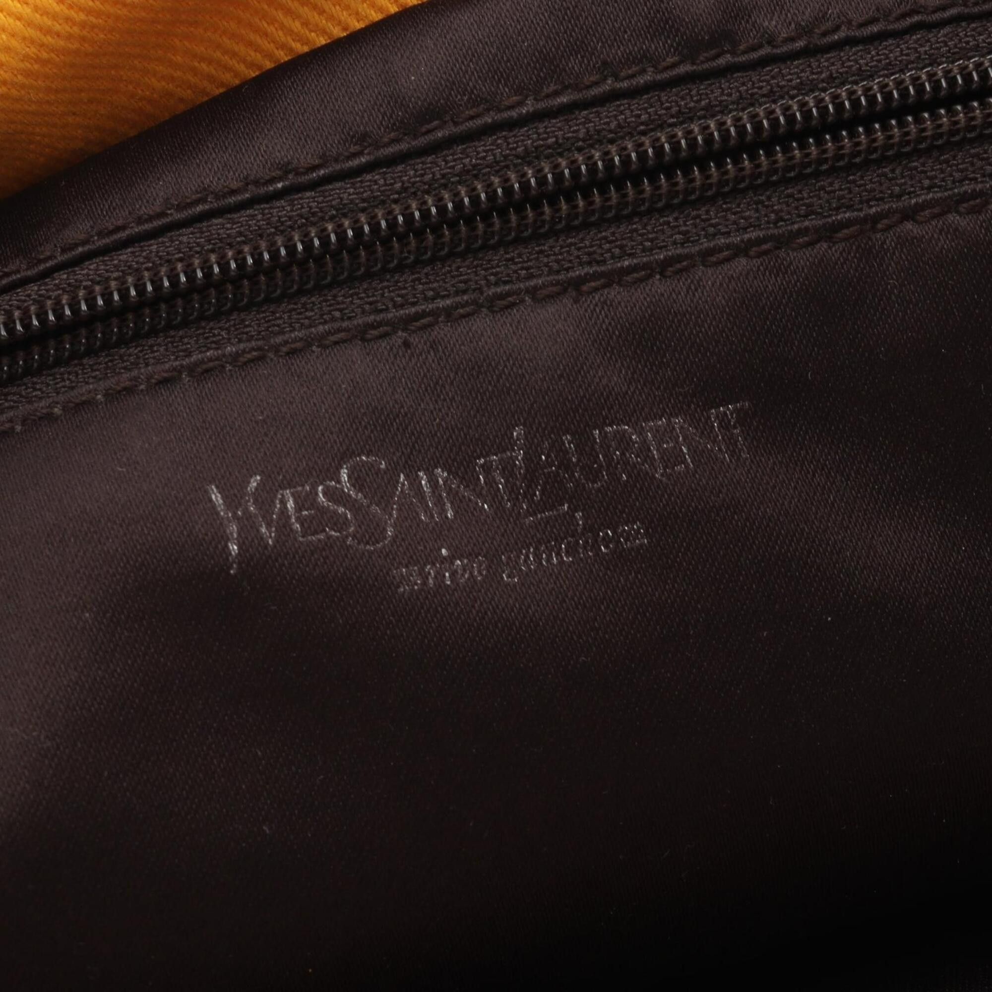 Yves Saint Laurent Yves Saint Laurent Rive Gauche Kahala Tote Bag/Handbag, Canvas, Leather, Fabric, Women's, Yellow Size ONE SIZE - 4 Thumbnail