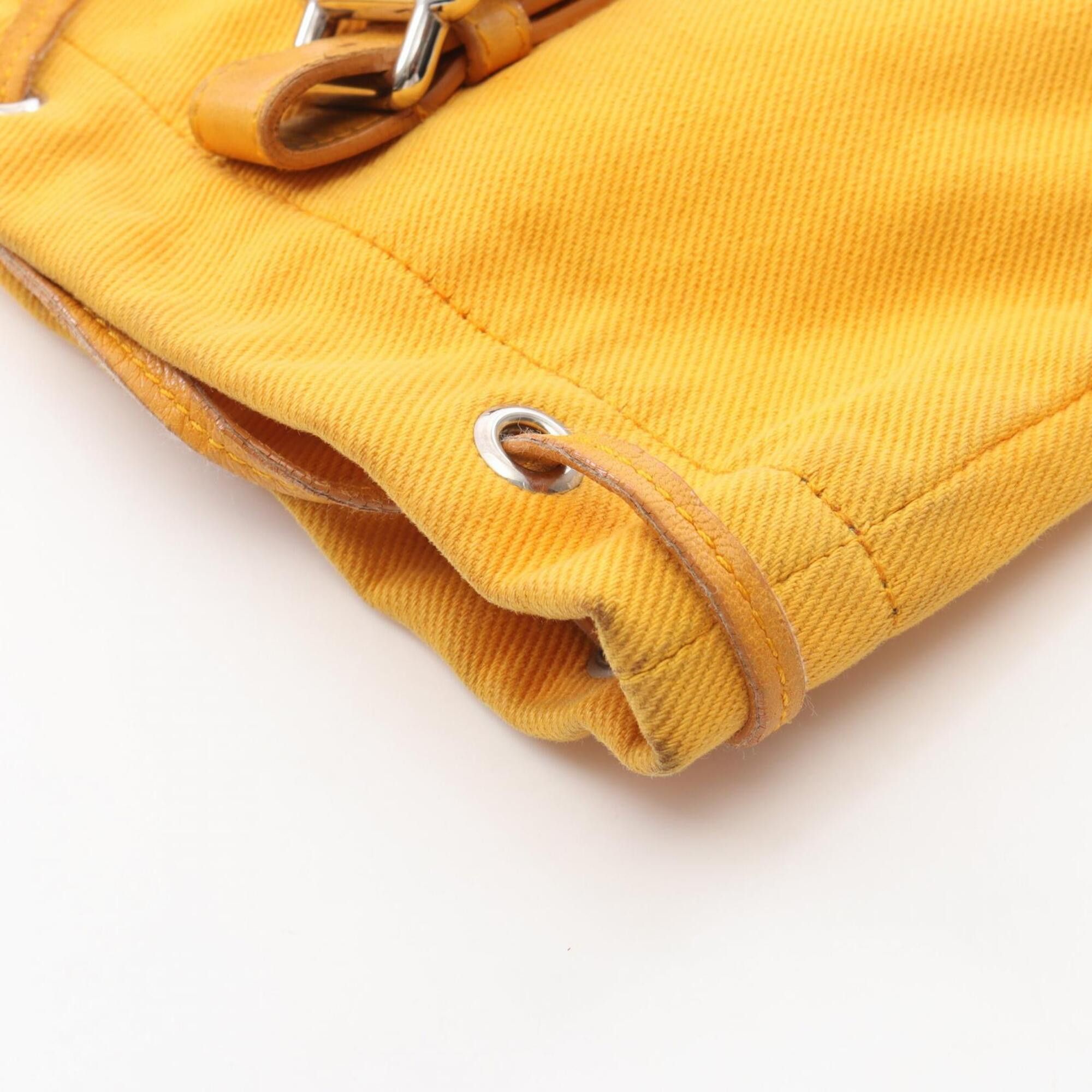Yves Saint Laurent Yves Saint Laurent Rive Gauche Kahala Tote Bag/Handbag, Canvas, Leather, Fabric, Women's, Yellow Size ONE SIZE - 14 Thumbnail