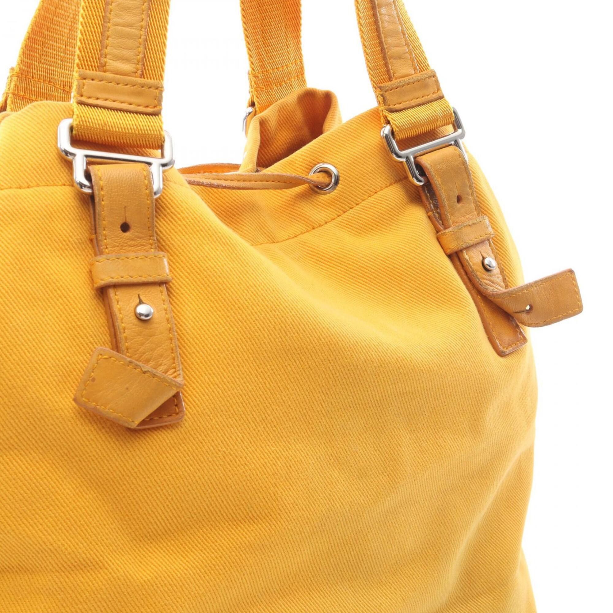 Yves Saint Laurent Yves Saint Laurent Rive Gauche Kahala Tote Bag/Handbag, Canvas, Leather, Fabric, Women's, Yellow Size ONE SIZE - 15 Thumbnail