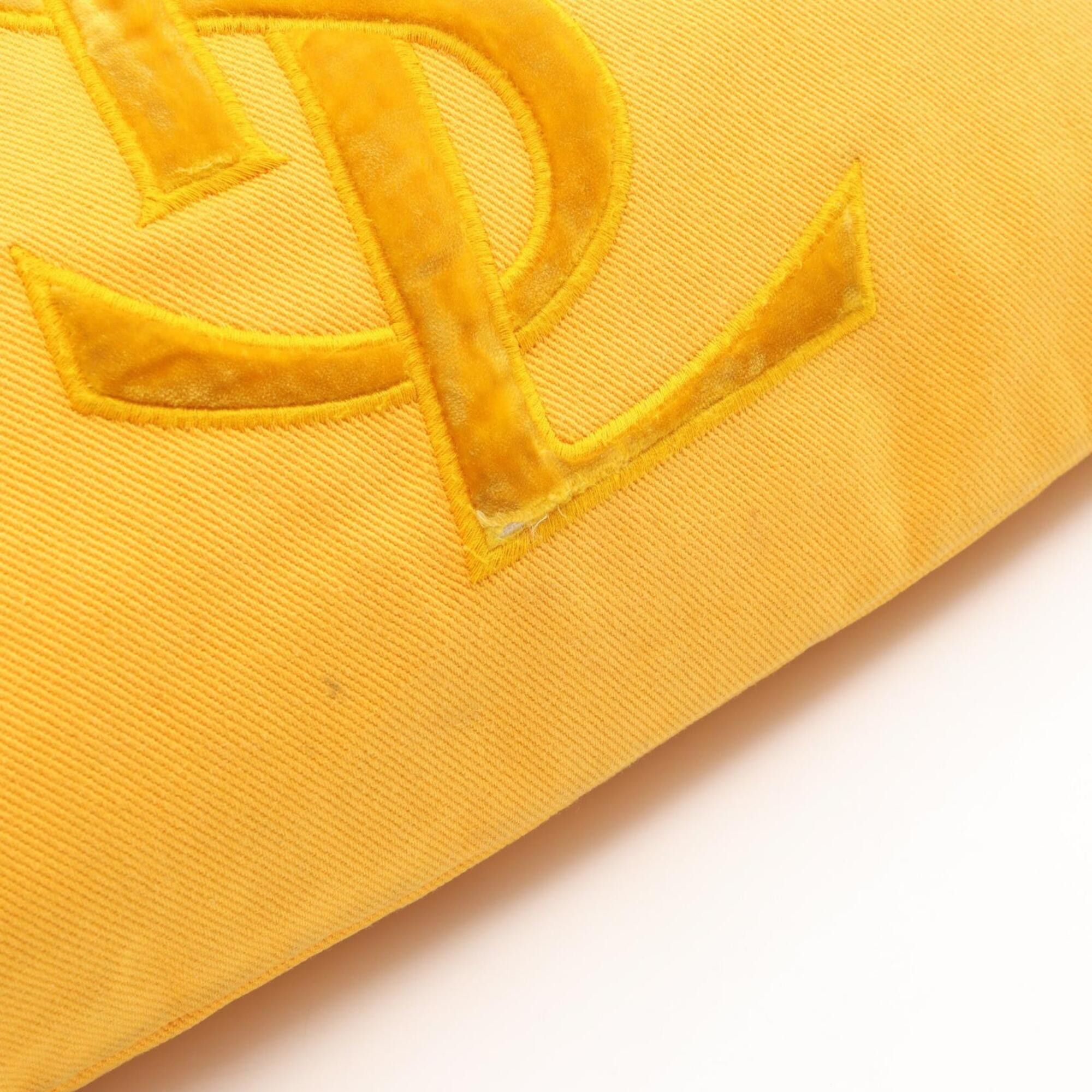 Yves Saint Laurent Yves Saint Laurent Rive Gauche Kahala Tote Bag/Handbag, Canvas, Leather, Fabric, Women's, Yellow Size ONE SIZE - 10 Thumbnail