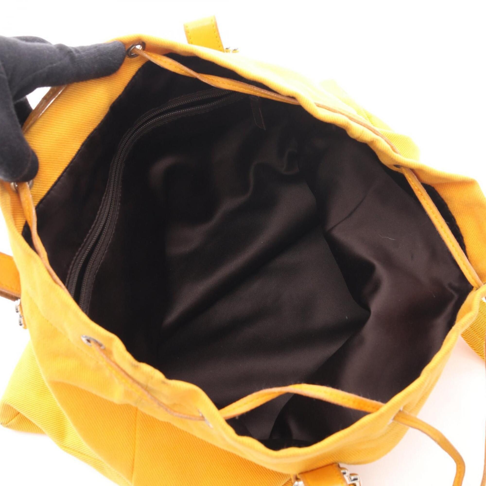 Yves Saint Laurent Yves Saint Laurent Rive Gauche Kahala Tote Bag/Handbag, Canvas, Leather, Fabric, Women's, Yellow Size ONE SIZE - 3 Thumbnail