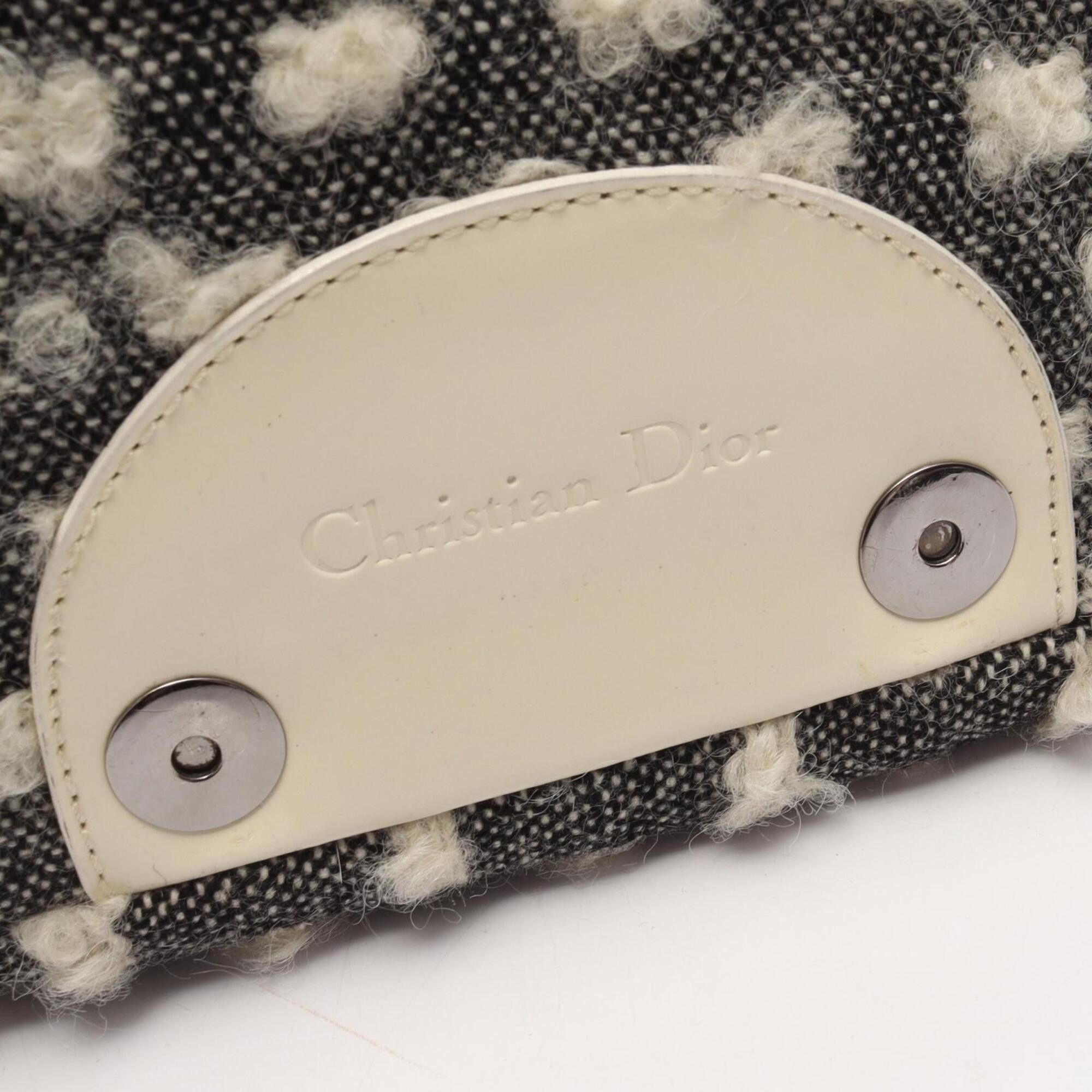 Dior Christian Dior Dior Maris Pearl Shoulder Bag/Handbag, Wool Leather, Women's, White/Black Size ONE SIZE - 5 Thumbnail