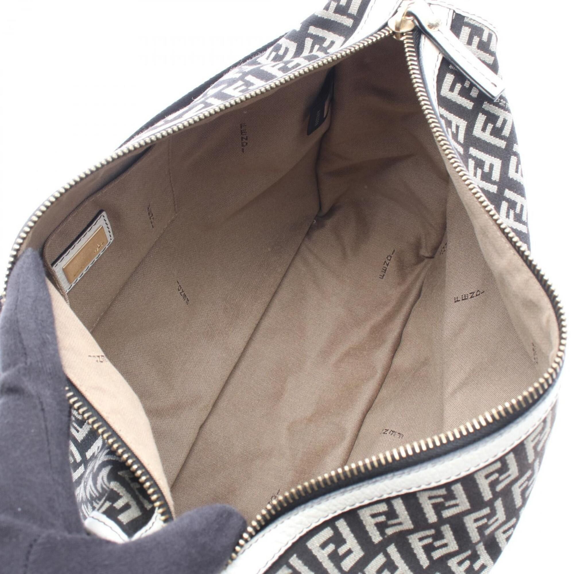 Fendi Fendi Zucchino Shoulder Bag/Handbag, Canvas/Leather, Women's, Black, Gray, White Size ONE SIZE - 3 Thumbnail