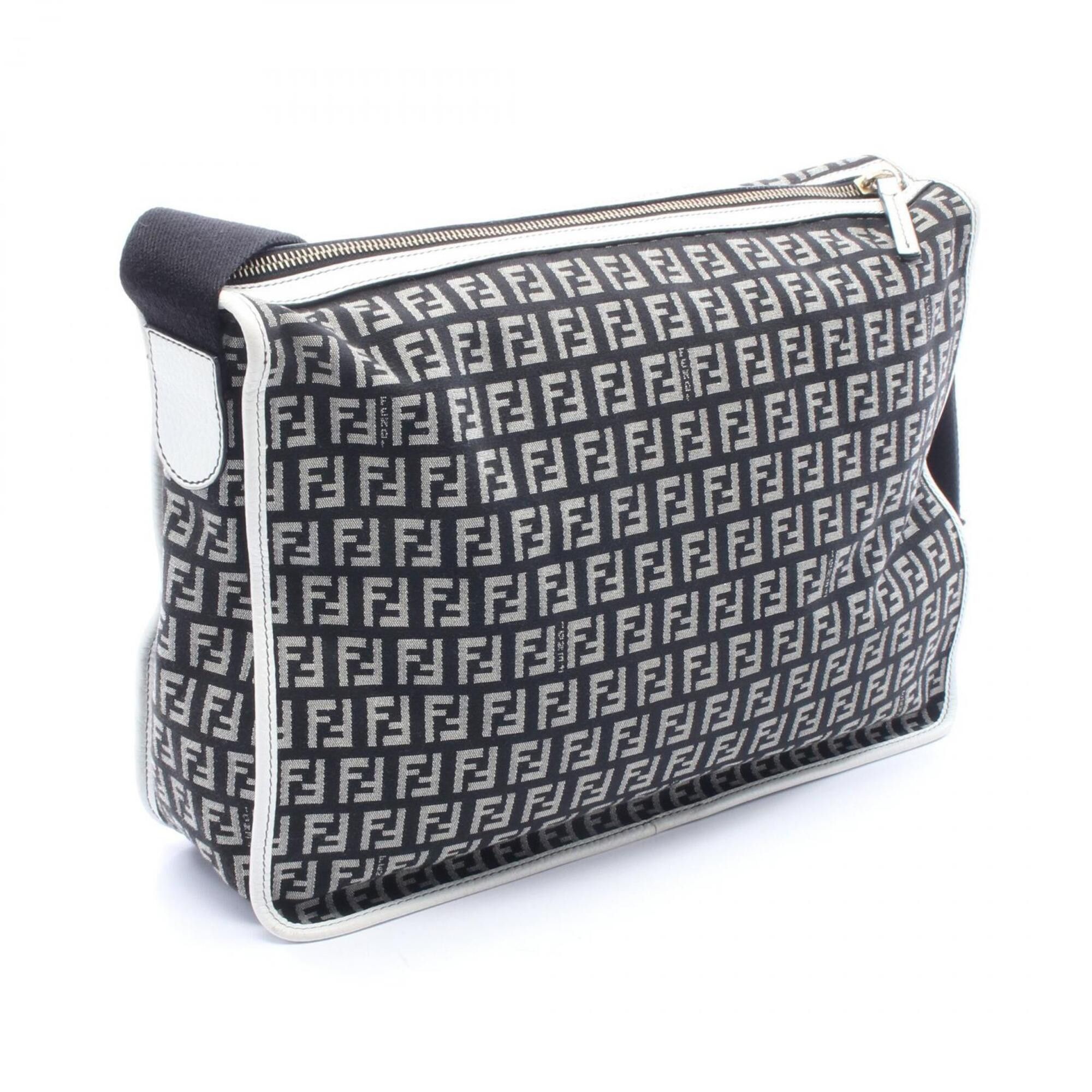 Fendi Fendi Zucchino Shoulder Bag/Handbag, Canvas/Leather, Women's, Black, Gray, White Size ONE SIZE - 2 Thumbnail