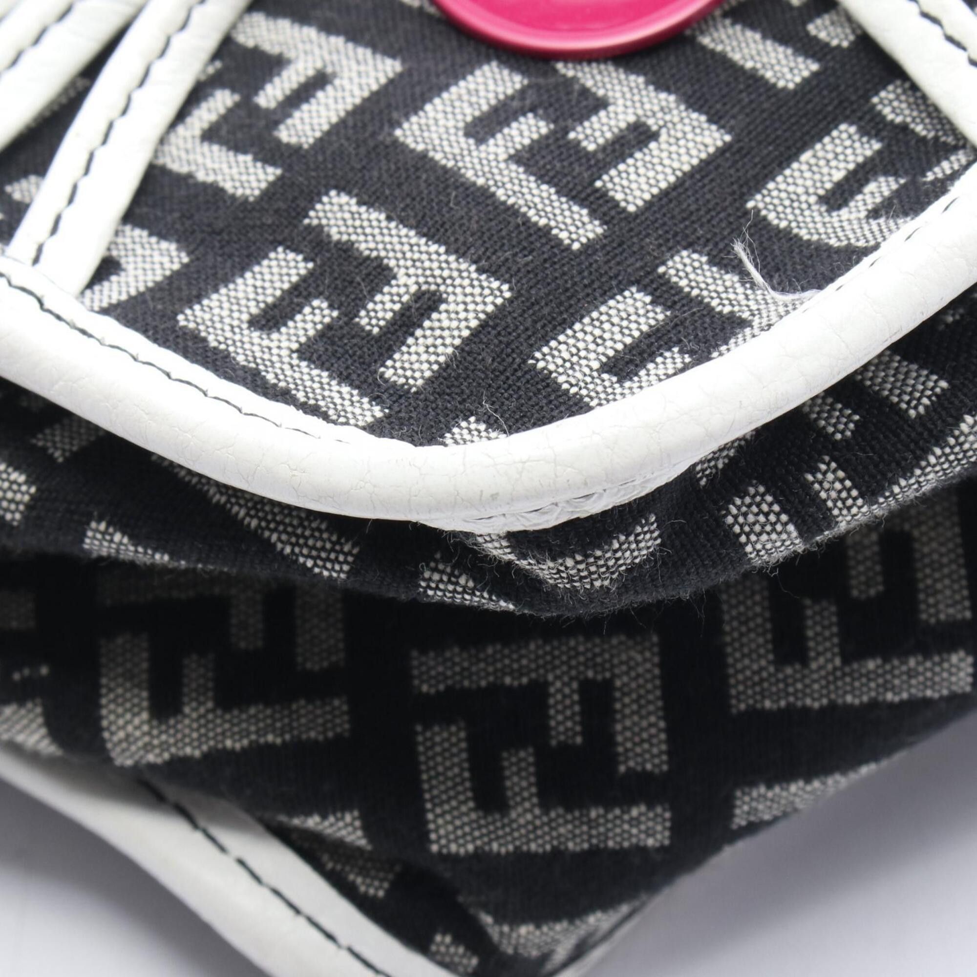 Fendi Fendi Zucchino Shoulder Bag/Handbag, Canvas/Leather, Women's, Black, Gray, White Size ONE SIZE - 5 Thumbnail