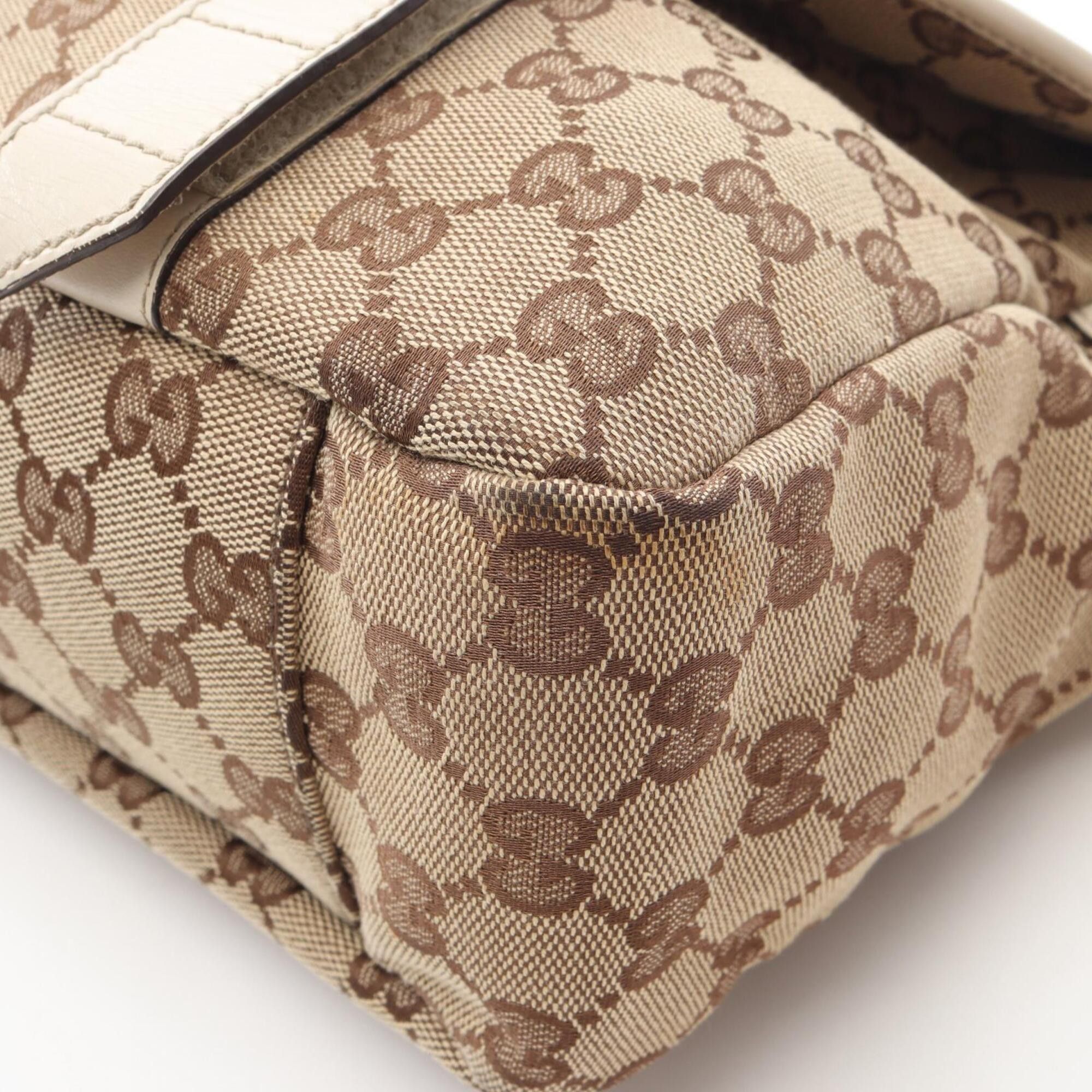 Gucci Gucci GG Canvas Shoulder Bag/Handbag, and Leather, Men's/Women's, Beige/Ivory, 145859 Size ONE SIZE - 7 Thumbnail