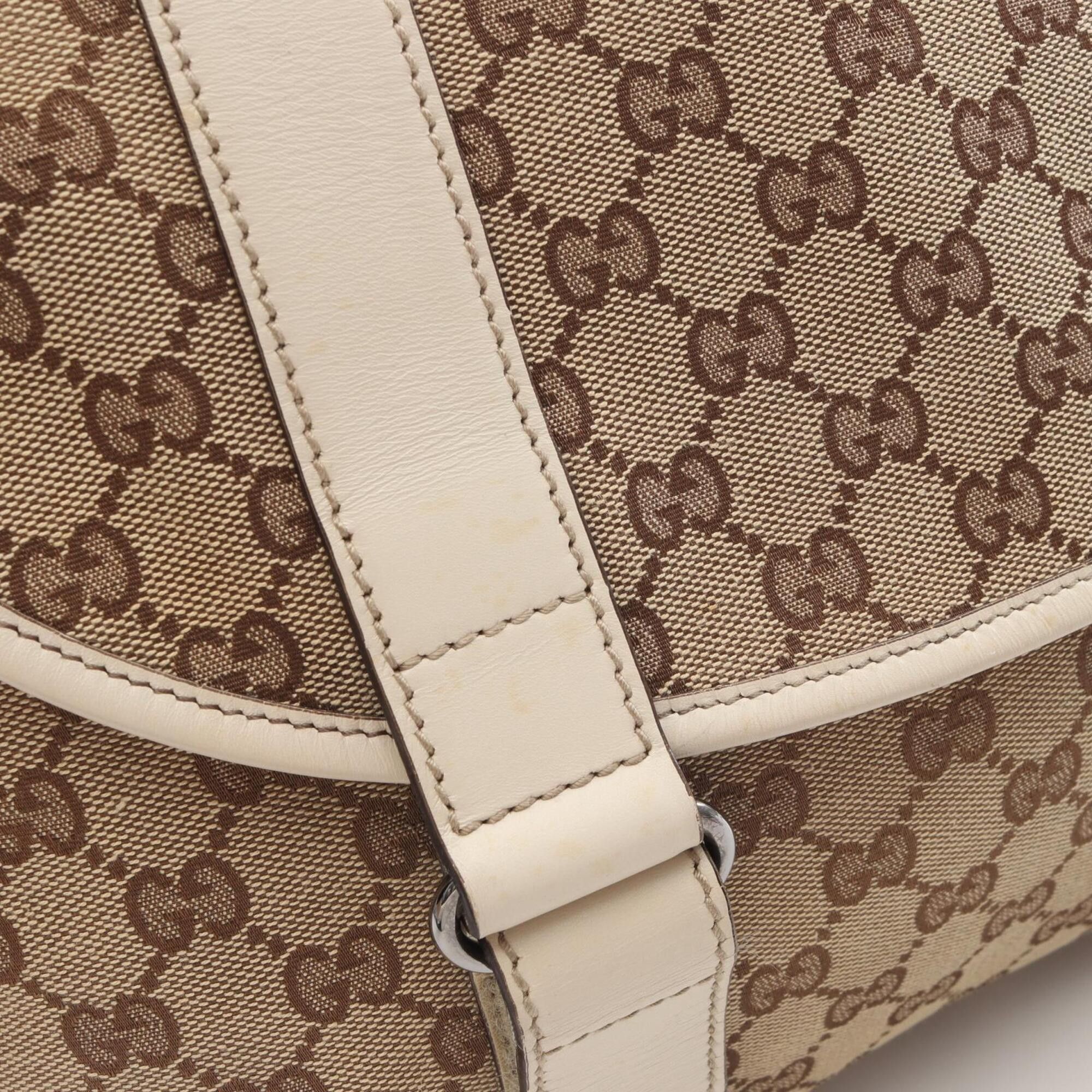 Gucci Gucci GG Canvas Shoulder Bag/Handbag, and Leather, Men's/Women's, Beige/Ivory, 145859 Size ONE SIZE - 11 Thumbnail