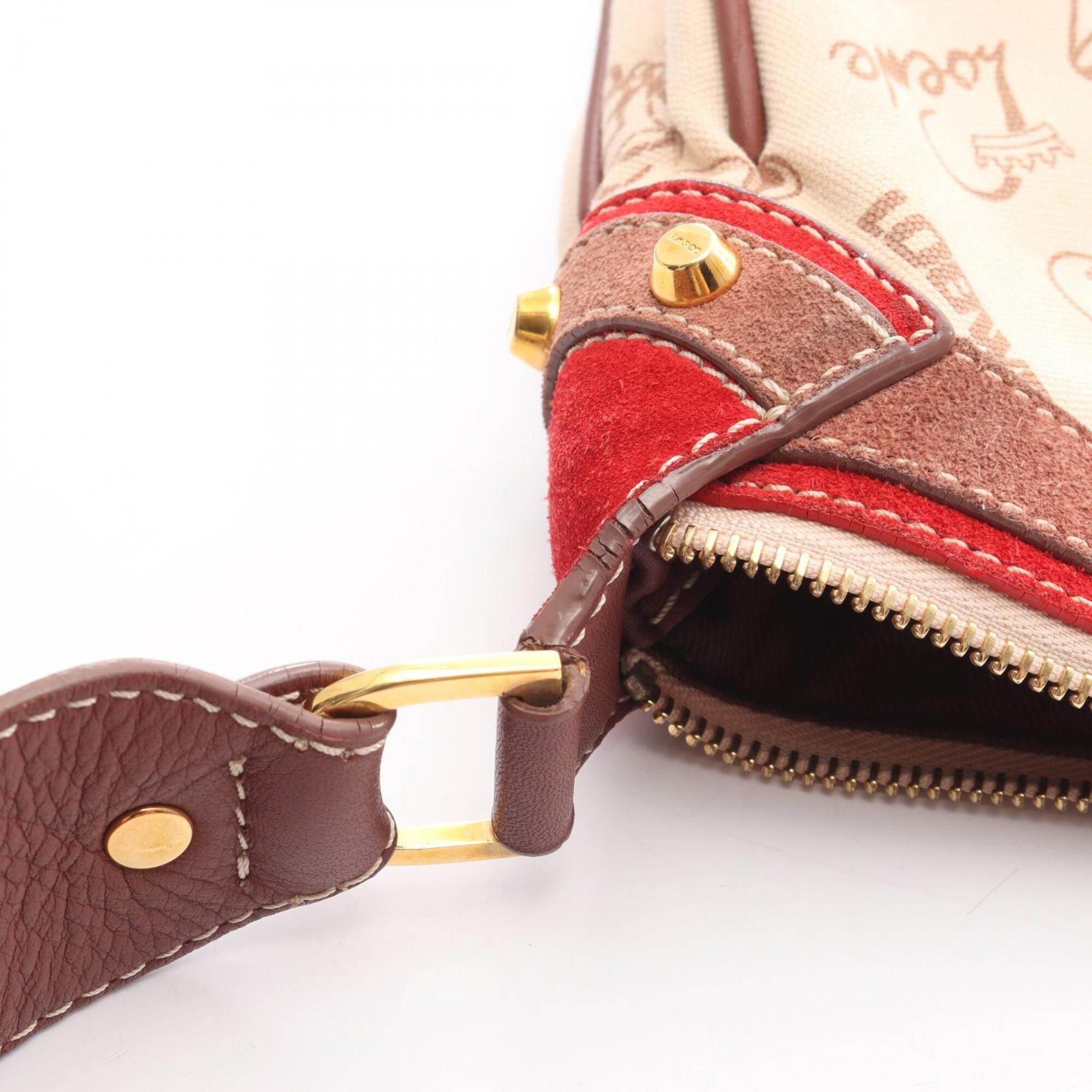 Loewe Loewe 160th Anniversary Shoulder Bag/Handbag, Canvas, Suede, Leather, Women's, Ivory/Brown Size ONE SIZE - 13 Thumbnail