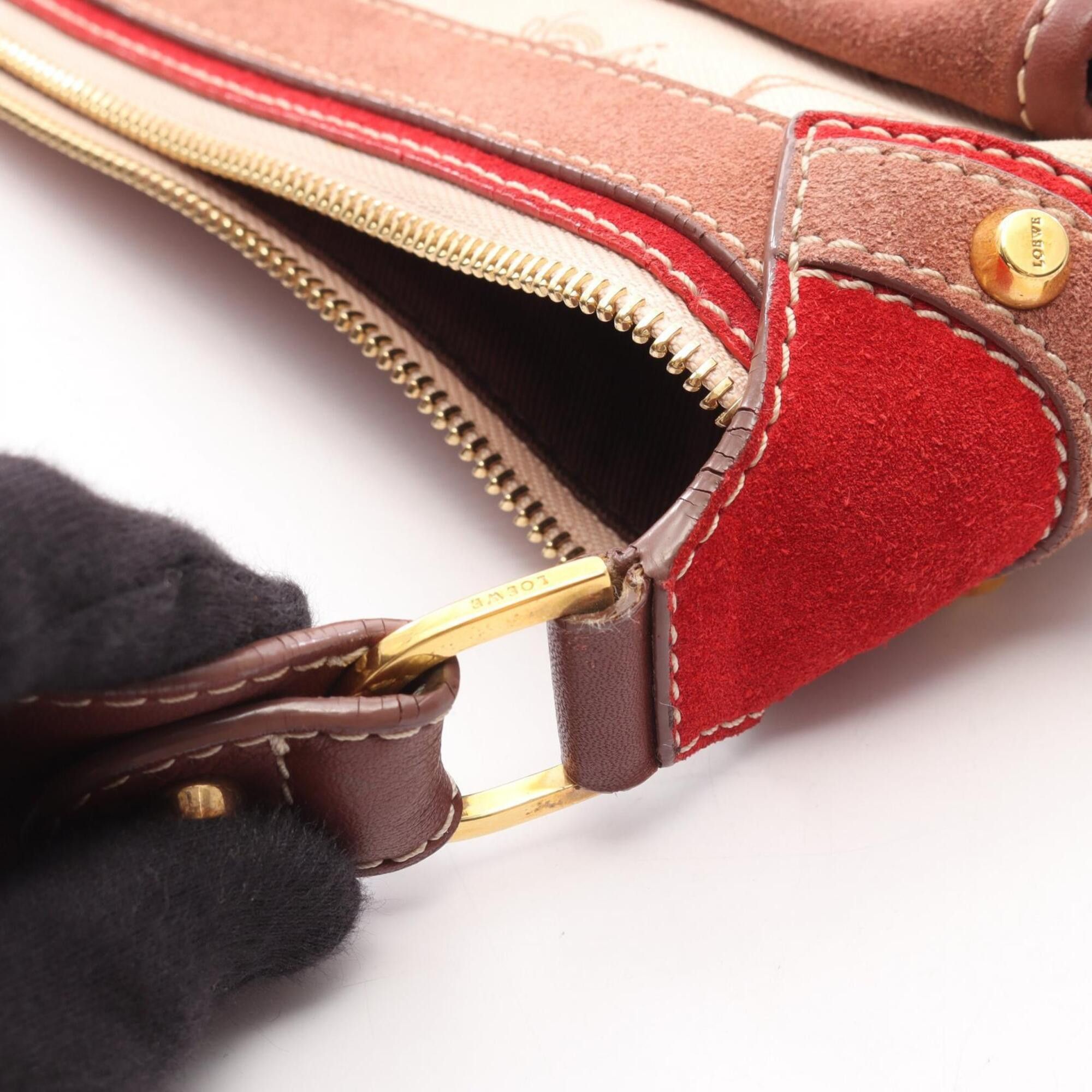 Loewe Loewe 160th Anniversary Shoulder Bag/Handbag, Canvas, Suede, Leather, Women's, Ivory/Brown Size ONE SIZE - 14 Thumbnail