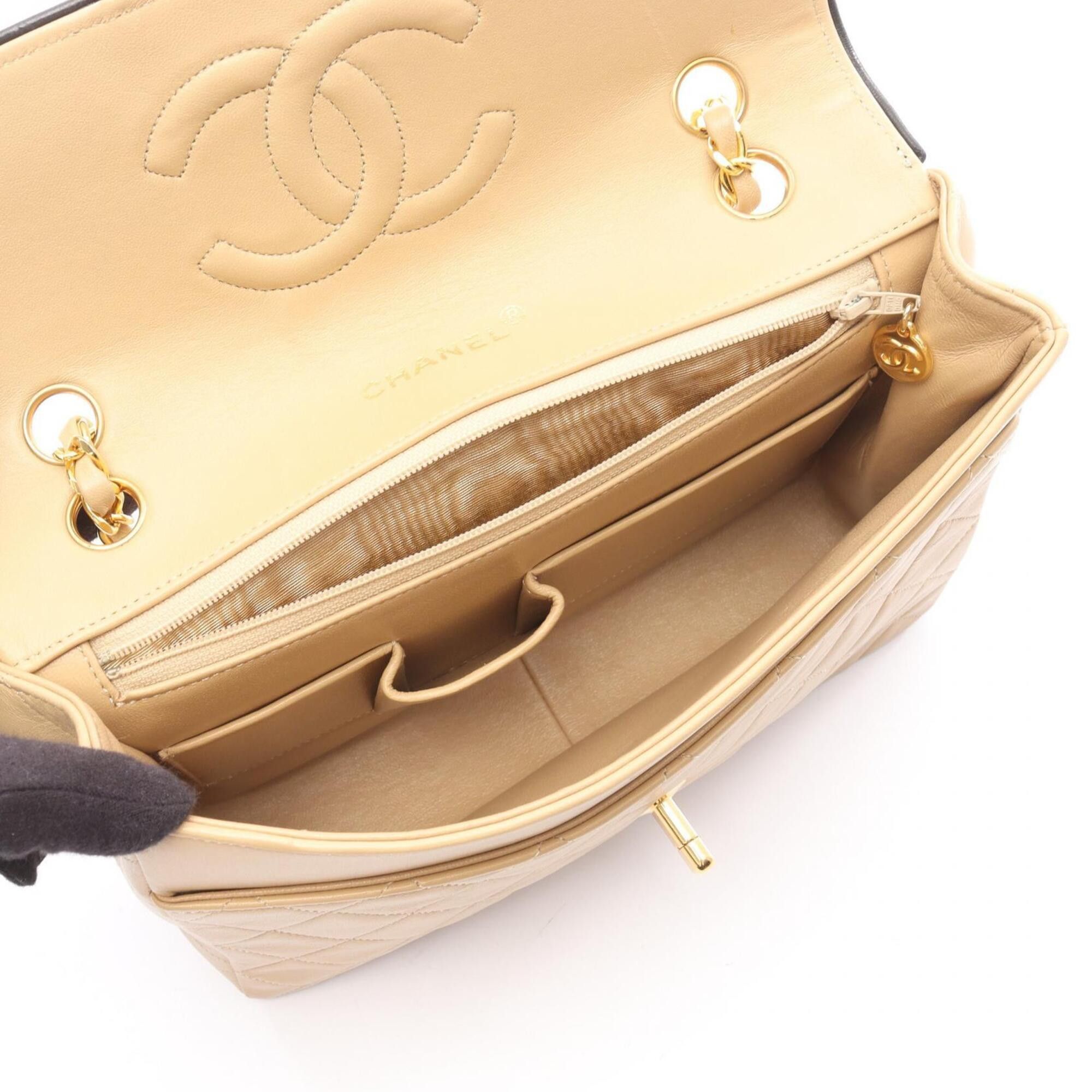 Chanel Chanel Matelassé Single Flap Vintage Shoulder Bag/Handbag, Lambskin Leather, Women's, Beige Size ONE SIZE - 3 Thumbnail