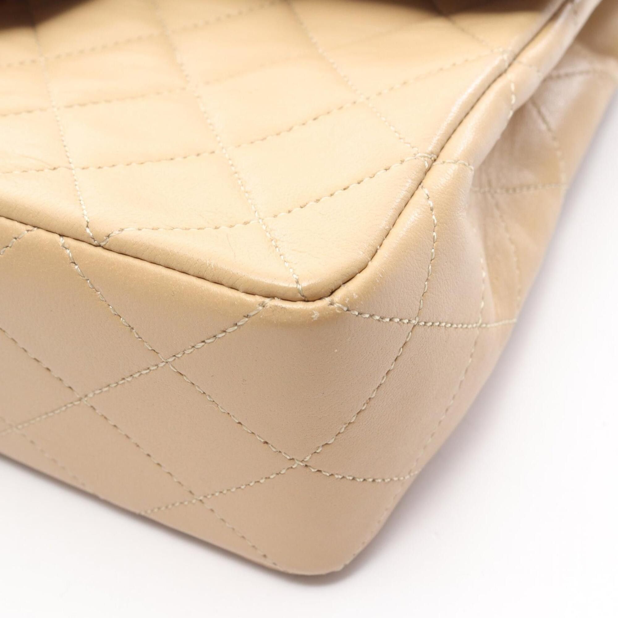 Chanel Chanel Matelassé Single Flap Vintage Shoulder Bag/Handbag, Lambskin Leather, Women's, Beige Size ONE SIZE - 10 Thumbnail