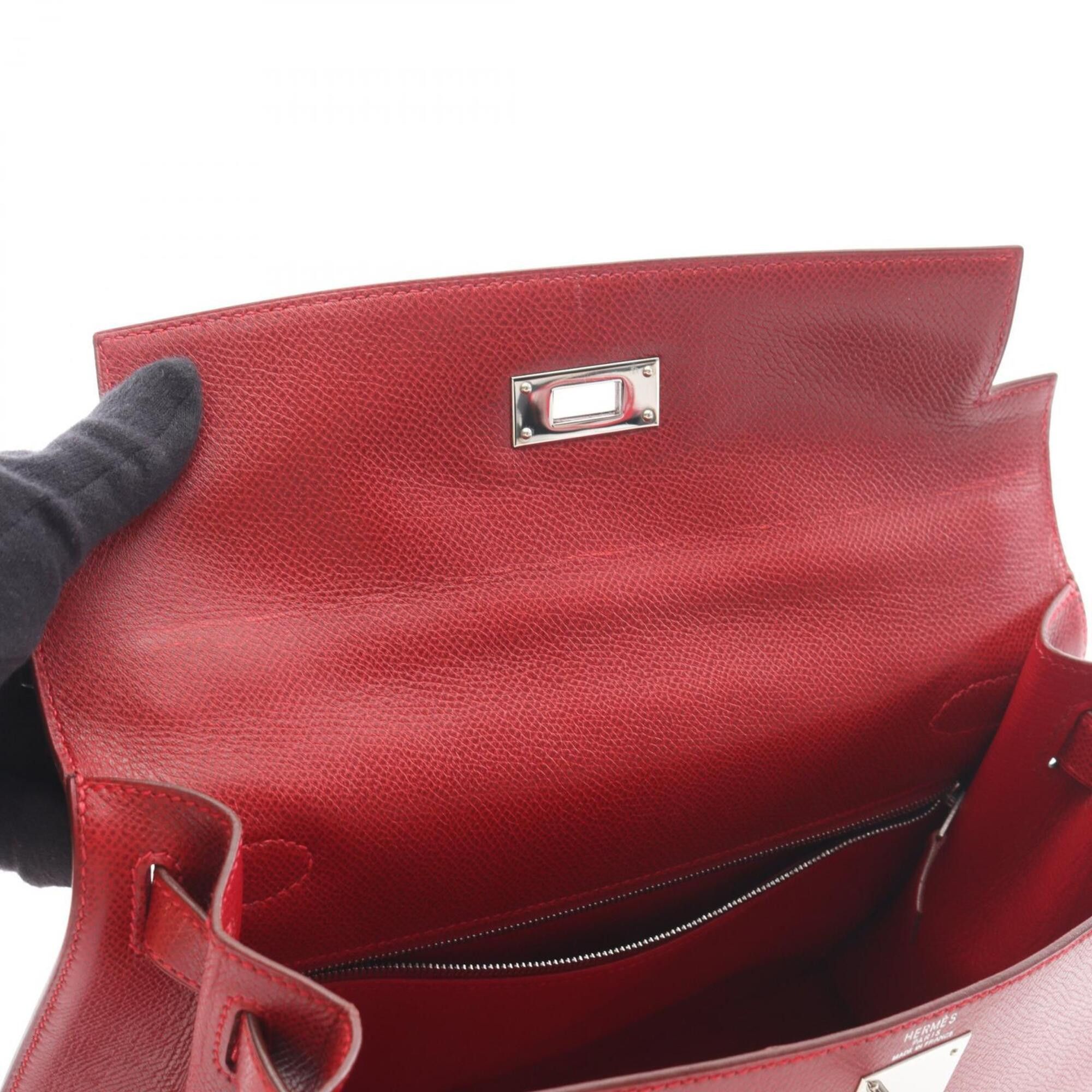Hermes Hermes Kelly 28 Rouge Vif 2-Way Handbag, Veau Epsom Leather, Women's, Red Size ONE SIZE - 13 Thumbnail