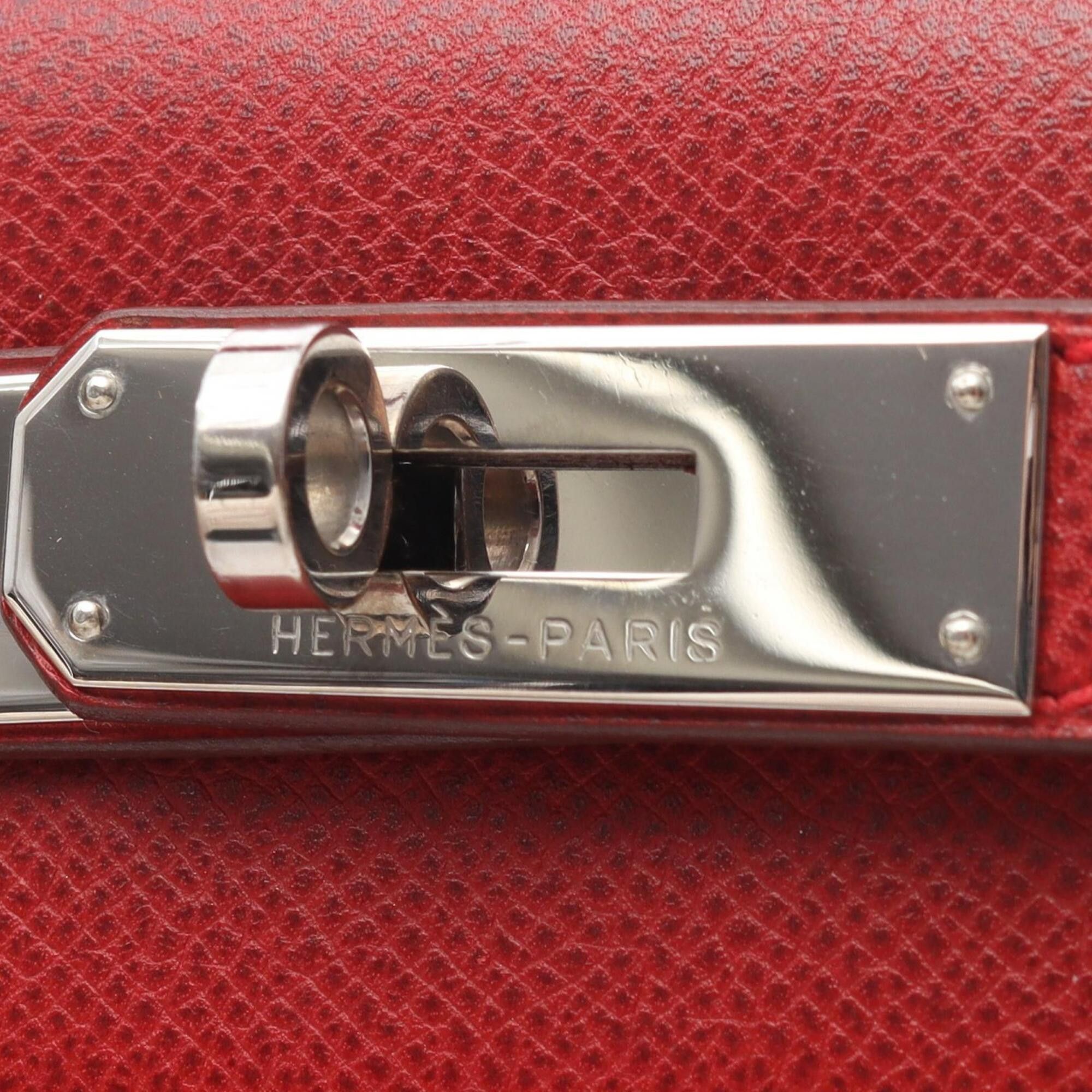 Hermes Hermes Kelly 28 Rouge Vif 2-Way Handbag, Veau Epsom Leather, Women's, Red Size ONE SIZE - 12 Thumbnail