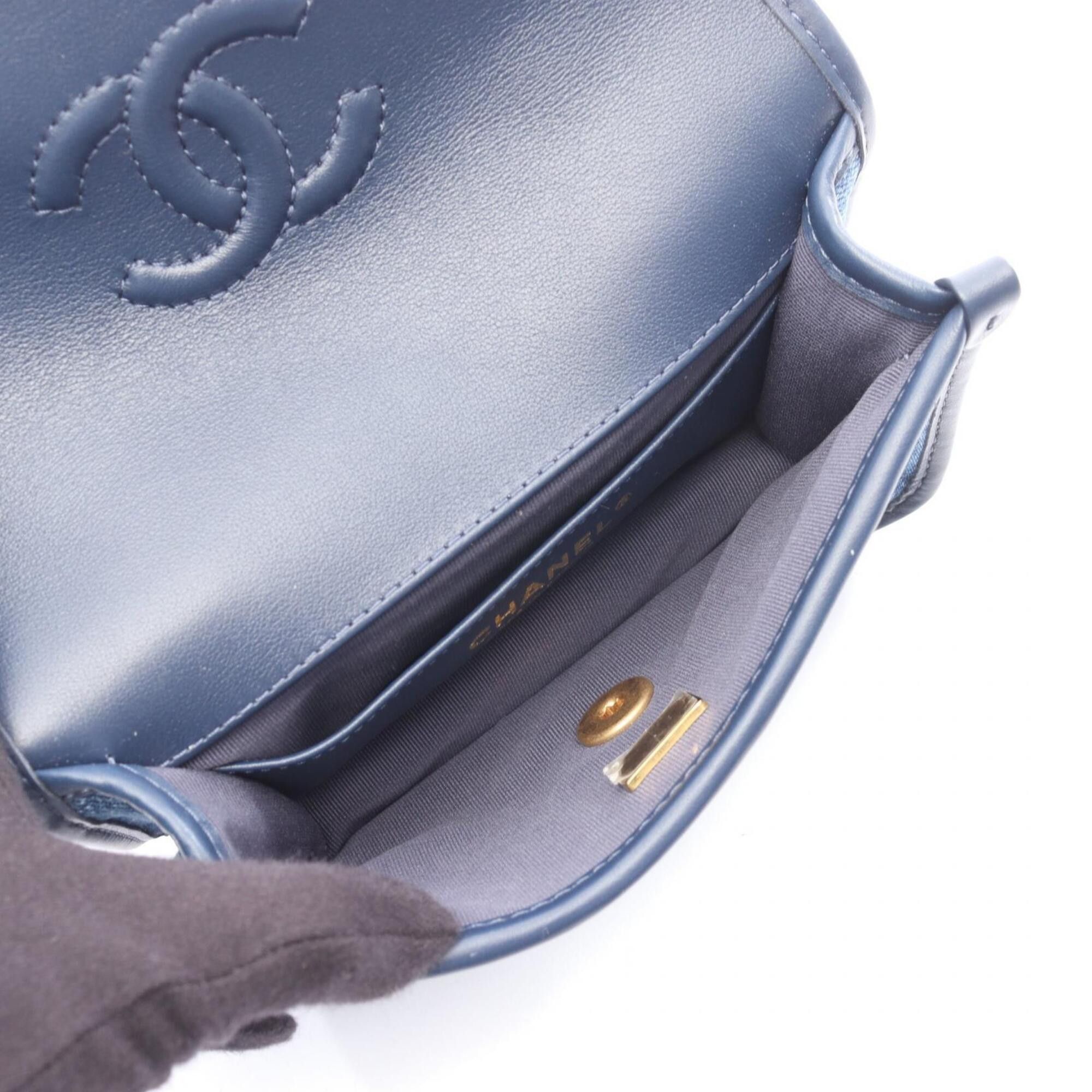 Chanel Chanel Mini Matelassé 2-Way Shoulder Bag/Handbag, Denim Leather, Women's, Navy, AS5132 Size ONE SIZE - 3 Thumbnail