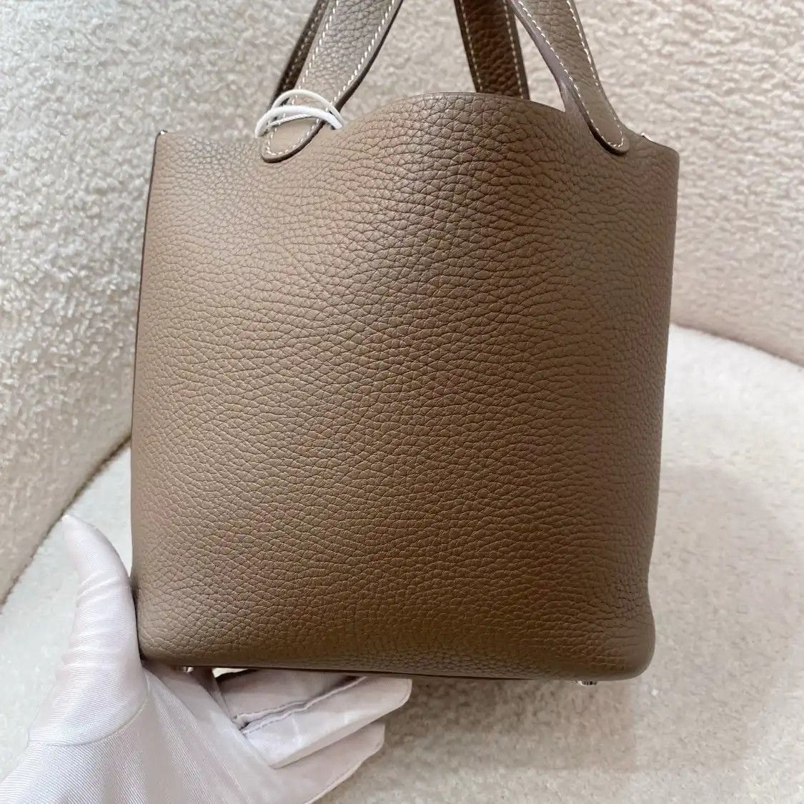 Hermes Hermes Picotin Lock 18 Etoupe Clemence cowhide leather picotin handbag silver ha Size ONE SIZE - 2 Thumbnail