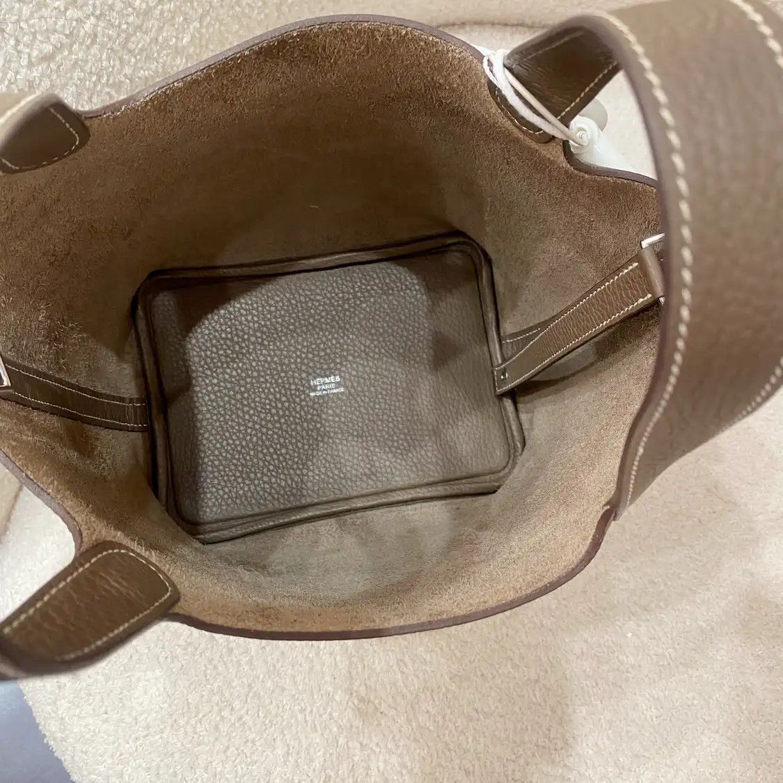 Hermes Hermes Picotin Lock 18 Etoupe Clemence cowhide leather picotin handbag silver ha Size ONE SIZE - 6 Thumbnail