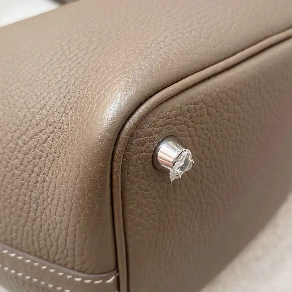 Hermes Hermes Picotin Lock 18 Etoupe Clemence cowhide leather picotin handbag silver ha Size ONE SIZE - 10 Thumbnail