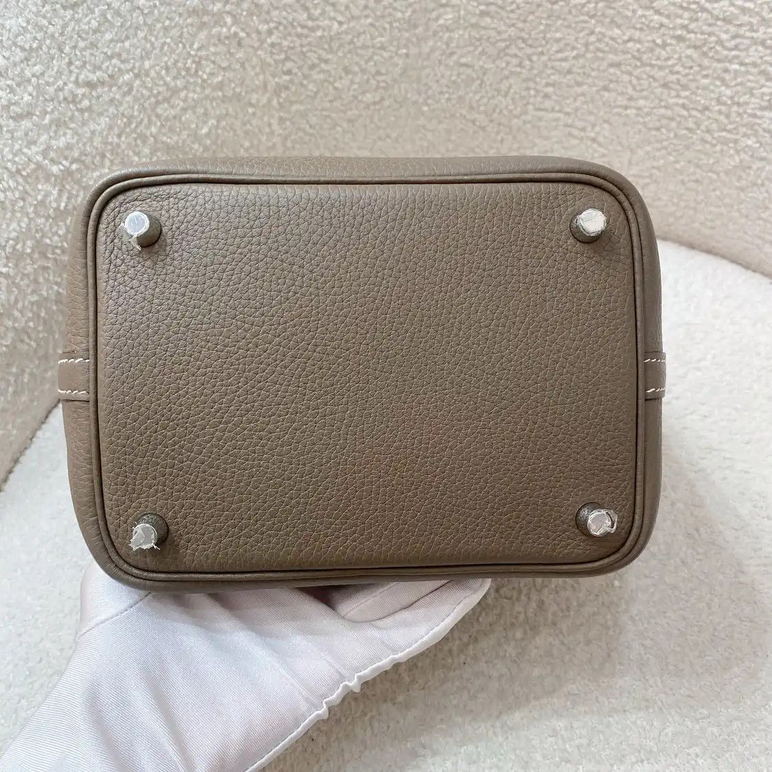 Hermes Hermes Picotin Lock 18 Etoupe Clemence cowhide leather picotin handbag silver ha Size ONE SIZE - 5 Thumbnail