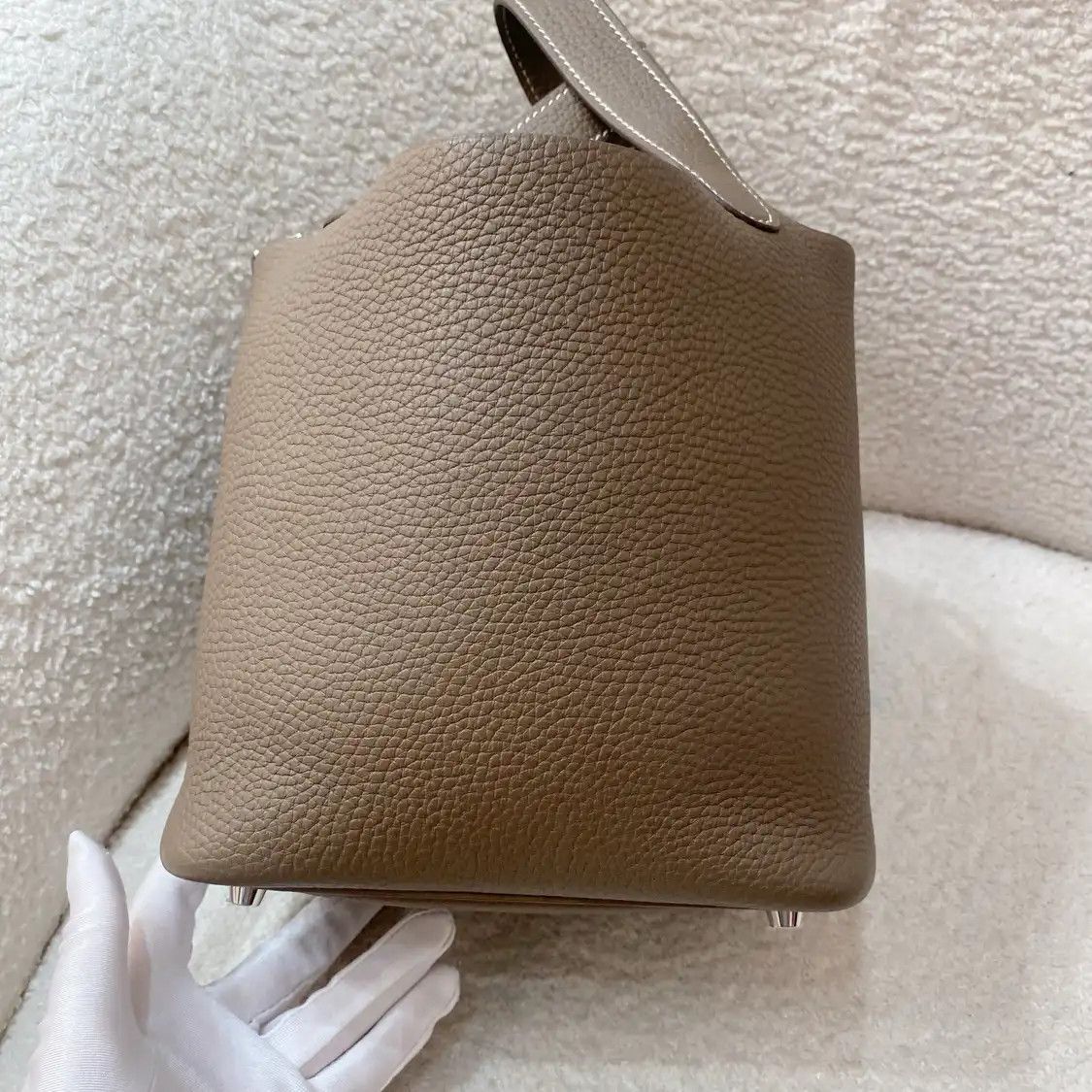 Hermes Hermes Picotin Lock 18 Etoupe Clemence cowhide leather picotin handbag silver ha Size ONE SIZE - 3 Thumbnail