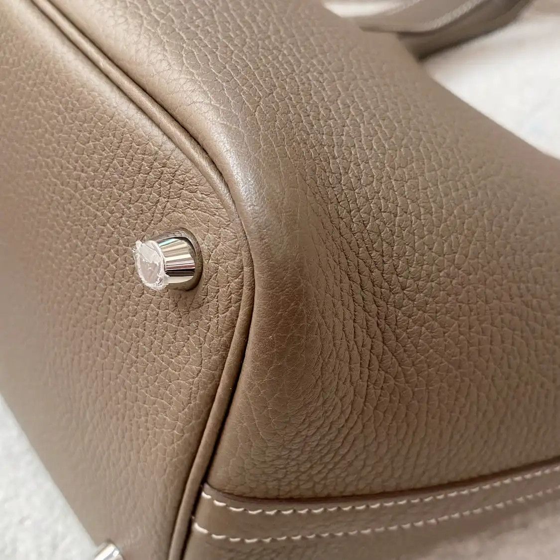 Hermes Hermes Picotin Lock 18 Etoupe Clemence cowhide leather picotin handbag silver ha Size ONE SIZE - 9 Thumbnail