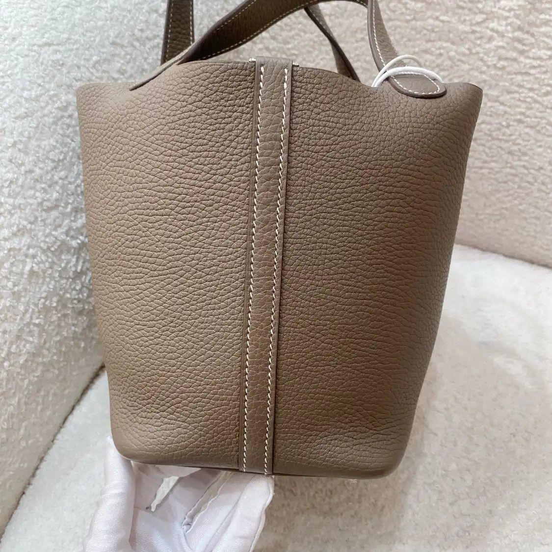 Hermes Hermes Picotin Lock 18 Etoupe Clemence cowhide leather picotin handbag silver ha Size ONE SIZE - 4 Thumbnail