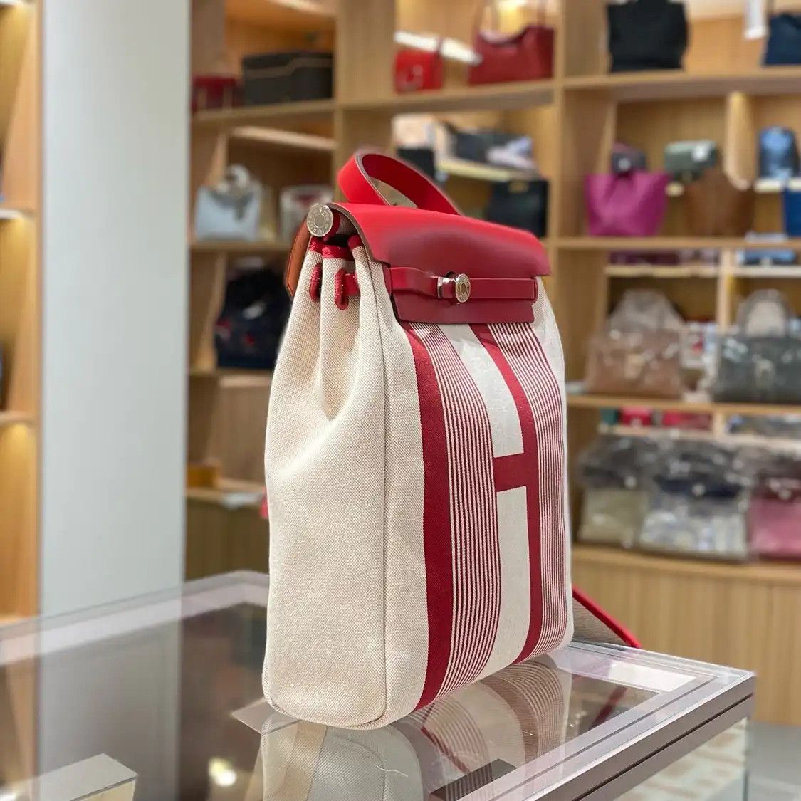 Hermes Hermes Herbag beige canvas backpack silver hardware Z Size ONE SIZE - 3 Thumbnail