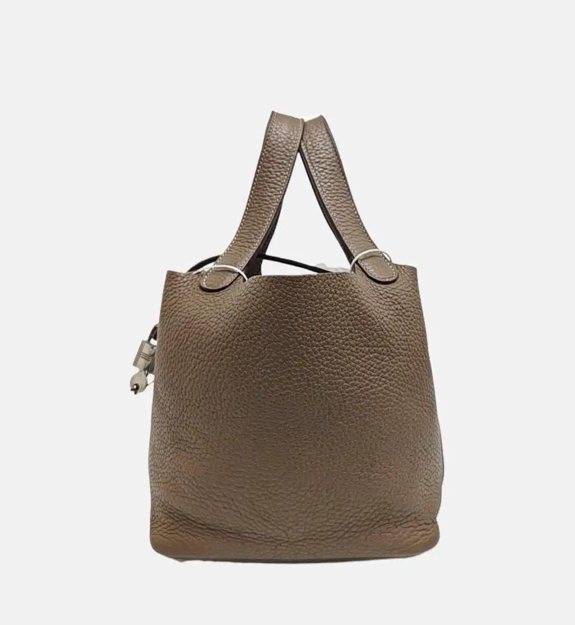 Hermes Hermes Picotin Lock 18 Etoupe Clemence cowhide leather picotin handbag silver ha Size ONE SIZE - 3 Thumbnail