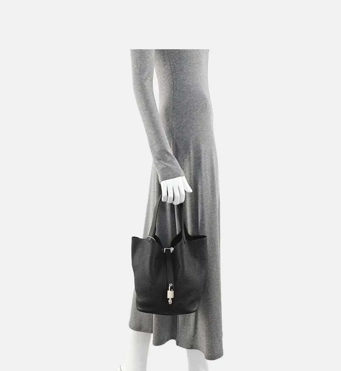 Hermes Hermes Picotin Lock 22 black Clemence cowhide leather picotin handbag silver har Size ONE SIZE - 2 Thumbnail