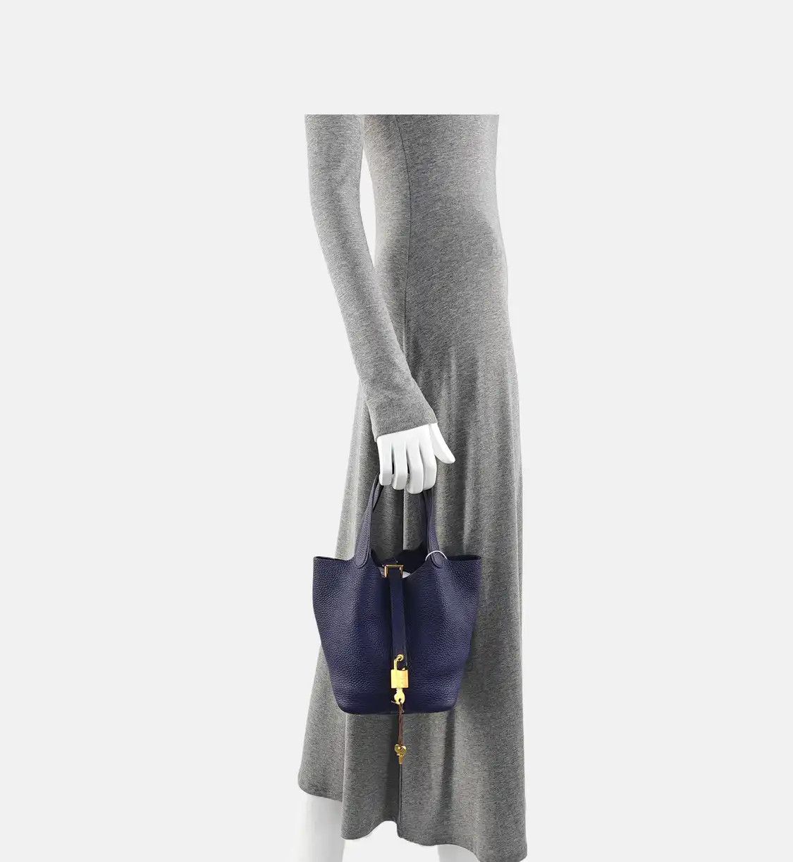 Hermes Hermes Picotin Lock 18 Iris Purple Clemence cowhide leather picotin handbag gold Size ONE SIZE - 2 Thumbnail