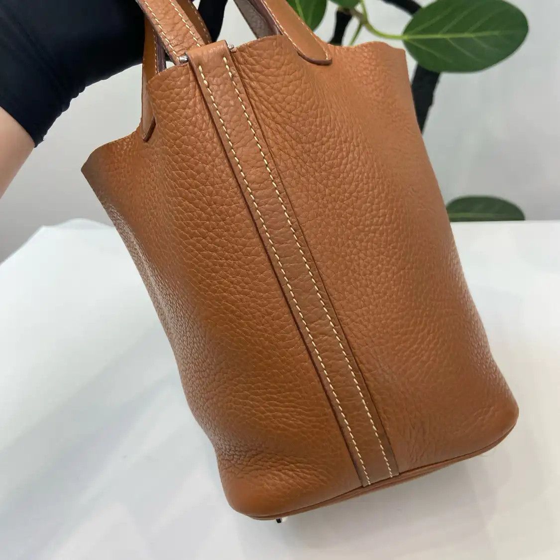 Hermes Hermes Picotin 22 Gold Brown Clemence cowhide leather picotin handbag silver har Size ONE SIZE - 3 Thumbnail