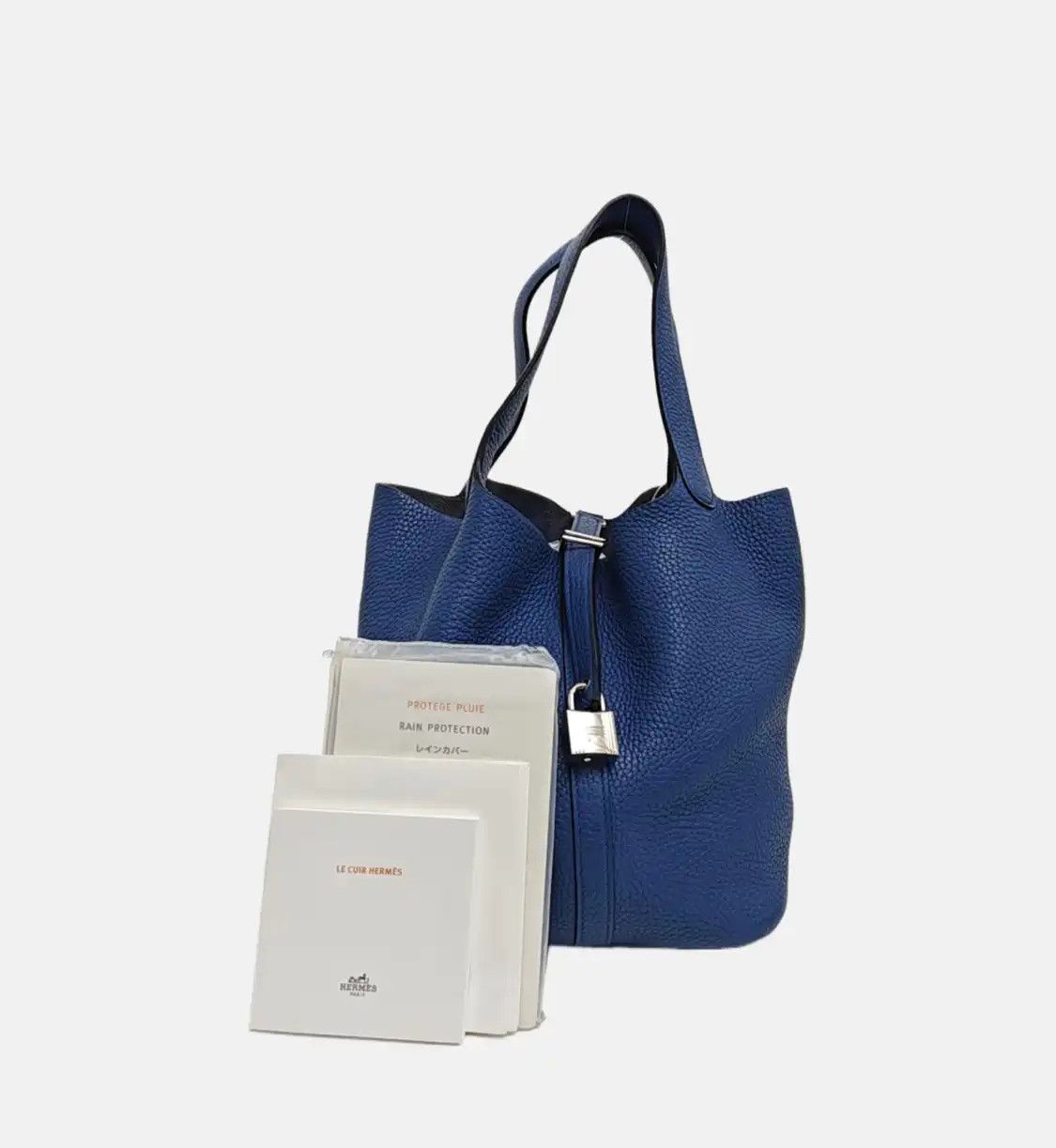Hermes Hermes Picotin Lock 22 Bleu Agate Clemence cowhide leather picotin handbag silve Size ONE SIZE - 8 Thumbnail