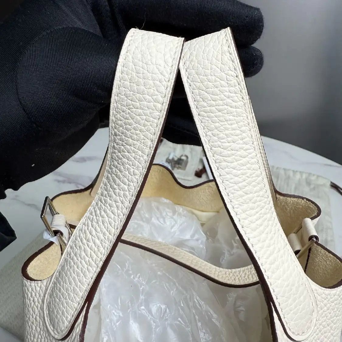 Hermes Hermes Picotin 18 white Clemence cowhide leather picotin shoulder bag silver har Size ONE SIZE - 9 Thumbnail