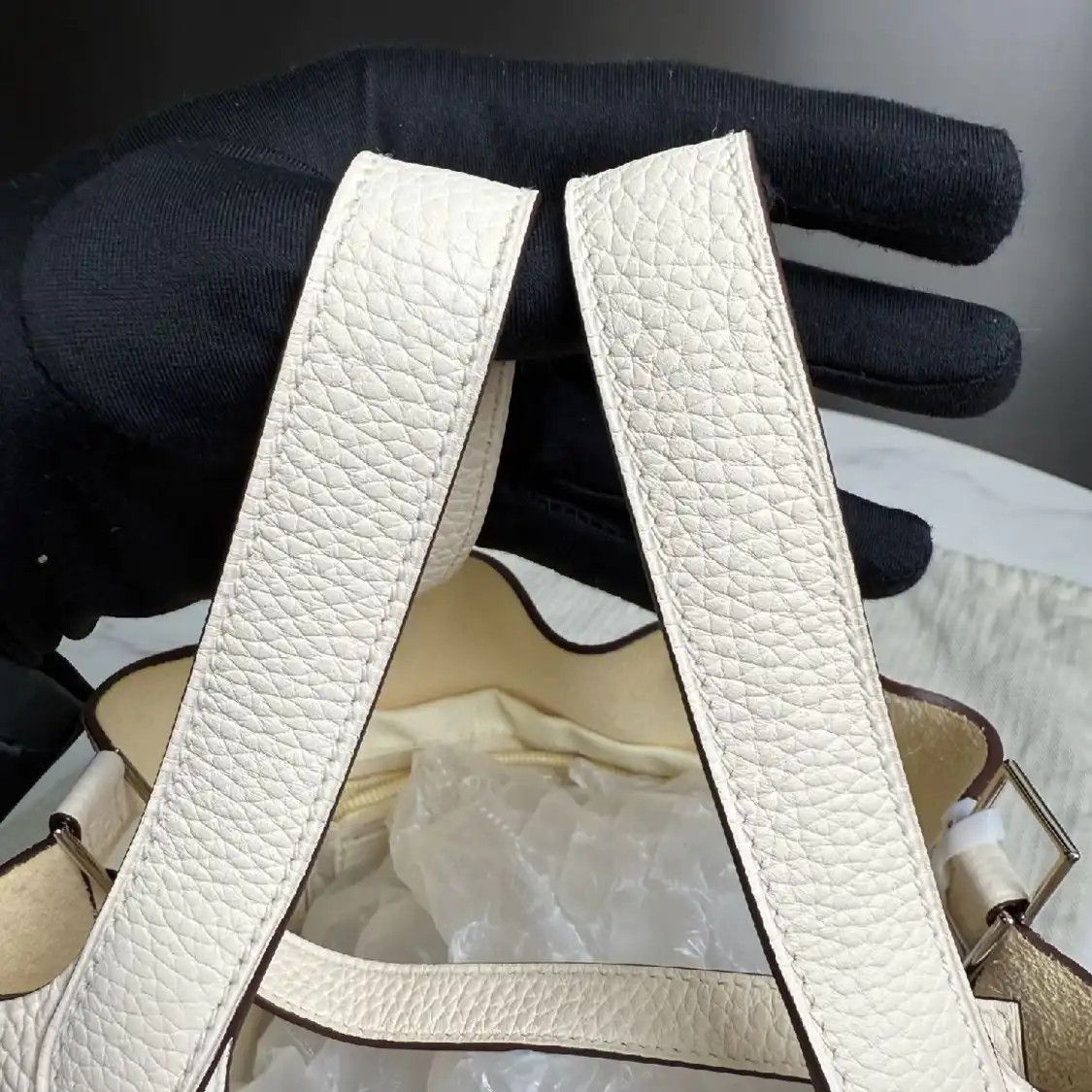 Hermes Hermes Picotin 18 white Clemence cowhide leather picotin shoulder bag silver har Size ONE SIZE - 7 Thumbnail