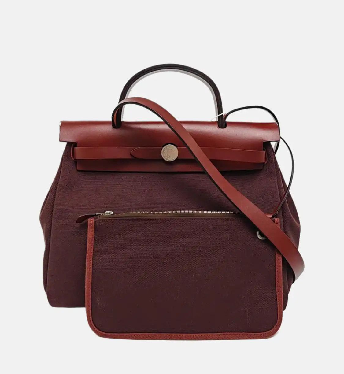 Hermes Hermes Herbag 31 Hermes red canvas shoulder bag handbag silver hardware Y sub-po Size ONE SIZE - 8 Thumbnail