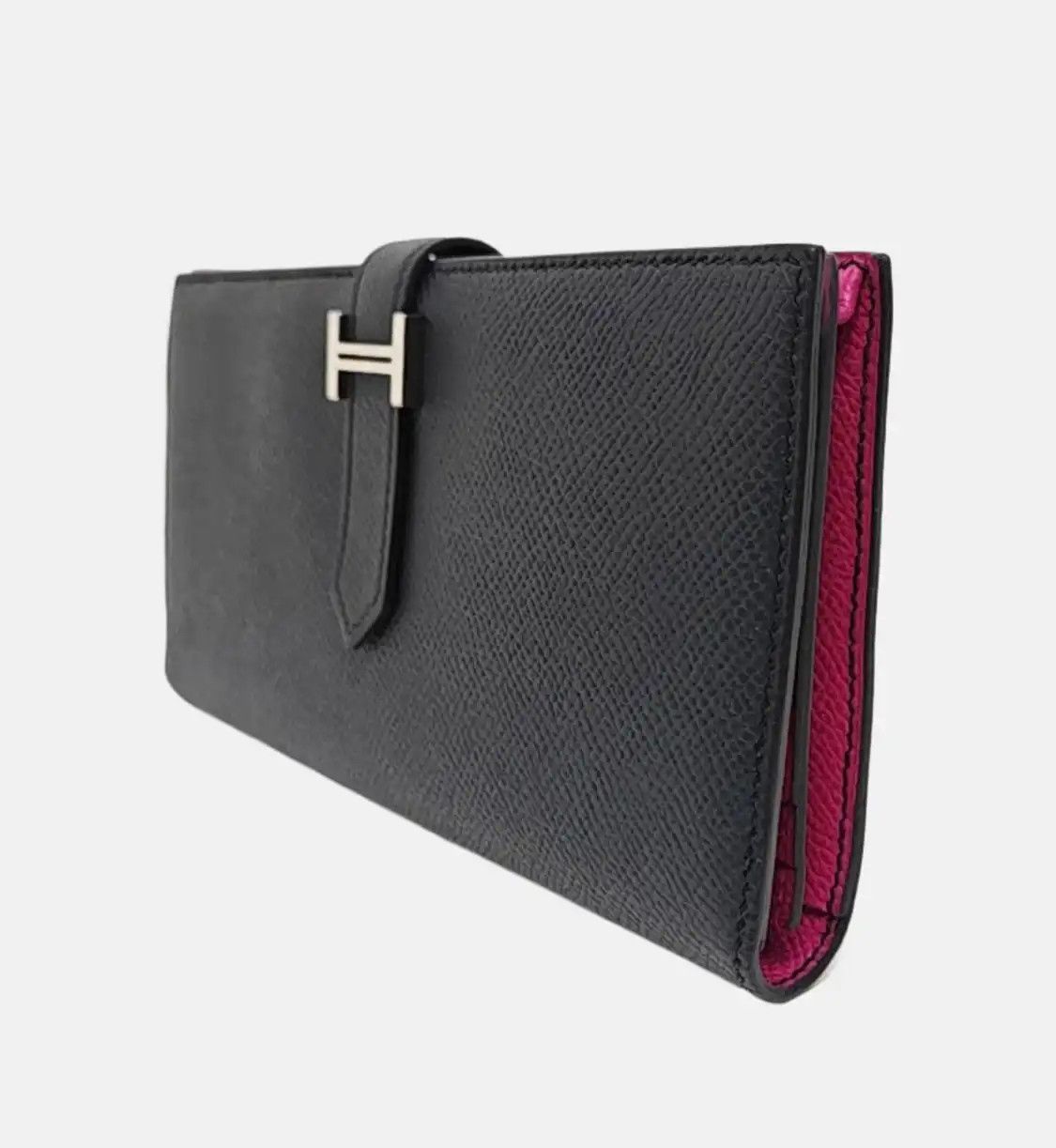 Hermes Hermes Bearn black Epsom cowhide leather wallet silver hardware C Size ONE SIZE - 3 Thumbnail