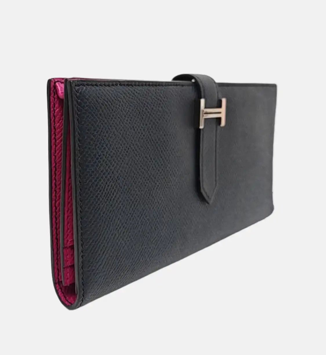 Hermes Hermes Bearn black Epsom cowhide leather wallet silver hardware C Size ONE SIZE - 4 Thumbnail