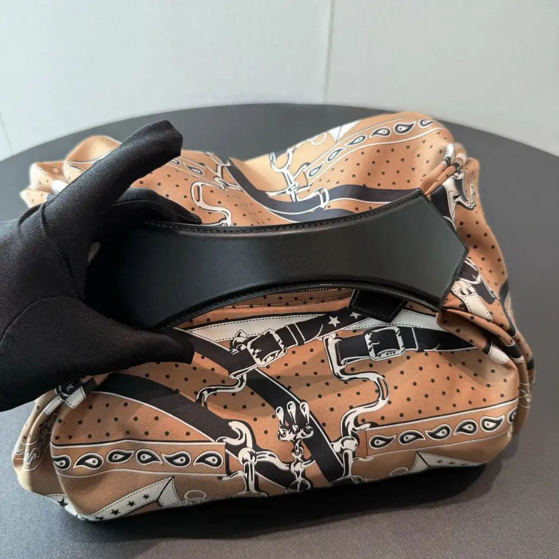 Hermes Hermes Balusoie Cookie silk satin print handbag silver hardware B Size ONE SIZE - 6 Thumbnail