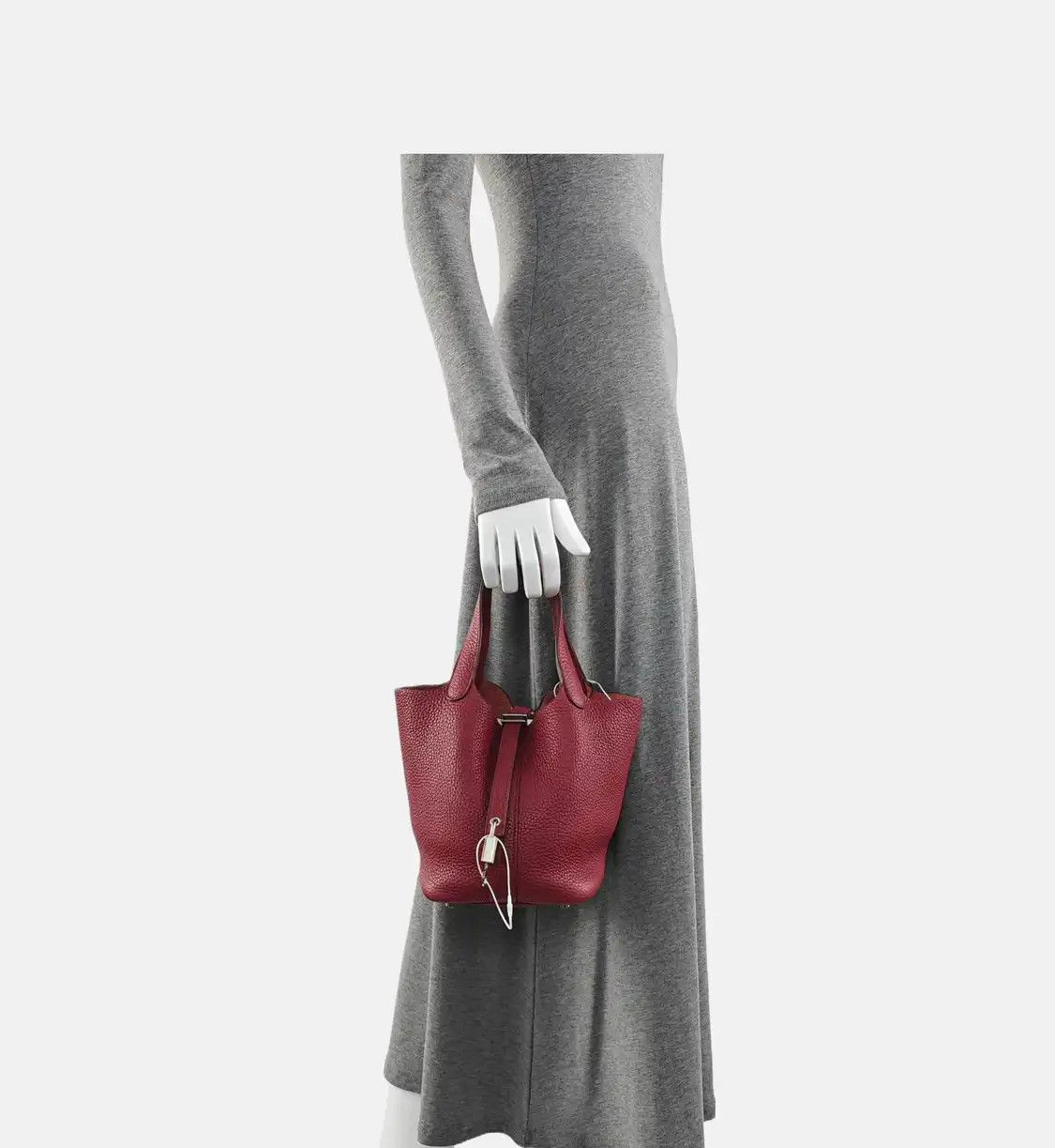 Hermes Hermes Picotin Lock 18 Rouge Casaque Clemence cowhide leather picotin handbag si Size ONE SIZE - 2 Thumbnail