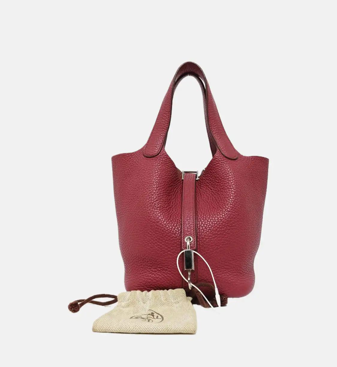 Hermes Hermes Picotin Lock 18 Rouge Casaque Clemence cowhide leather picotin handbag si Size ONE SIZE - 8 Thumbnail