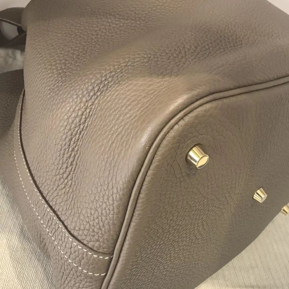 Hermes Hermes Picotin 26 Etoupe Clemence cowhide leather picotin handbag gold hardware Size ONE SIZE - 2 Thumbnail