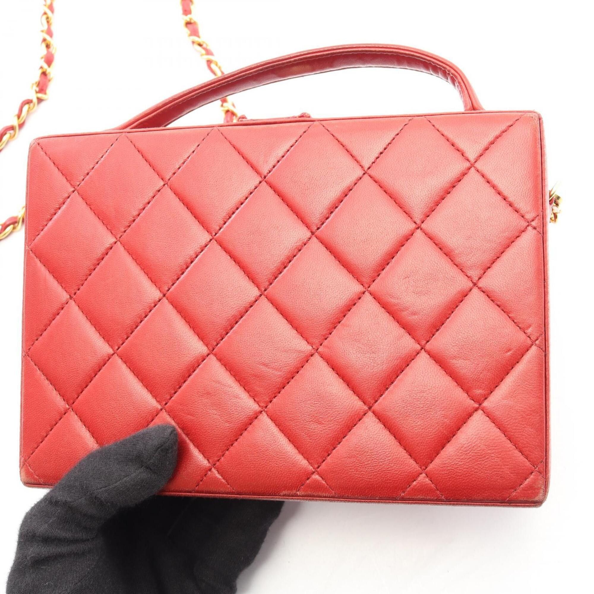 Chanel Chanel Matelassé 2-Way Handbag, Lambskin Leather, Women's, Red Size ONE SIZE - 8 Thumbnail