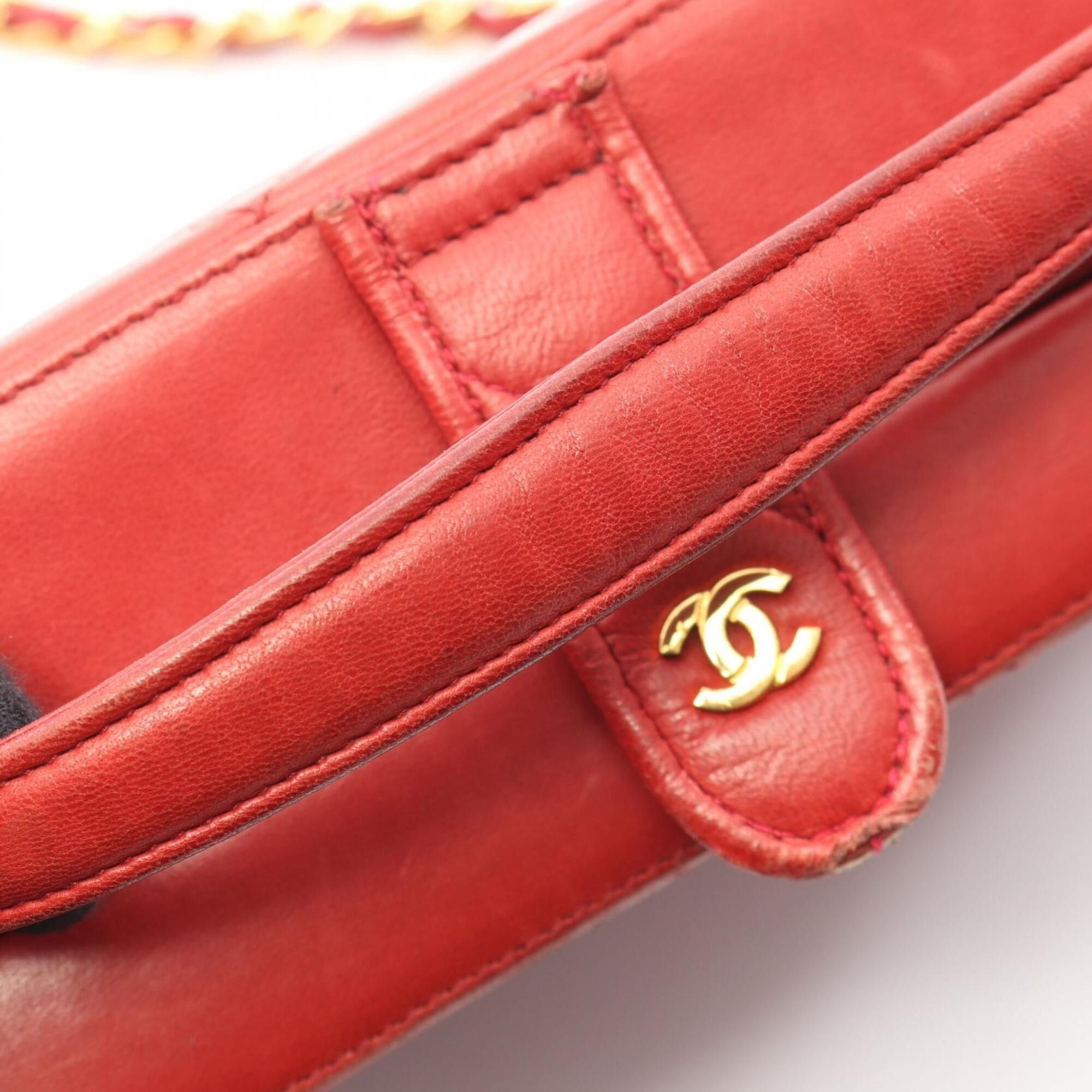 Chanel Chanel Matelassé 2-Way Handbag, Lambskin Leather, Women's, Red Size ONE SIZE - 14 Thumbnail