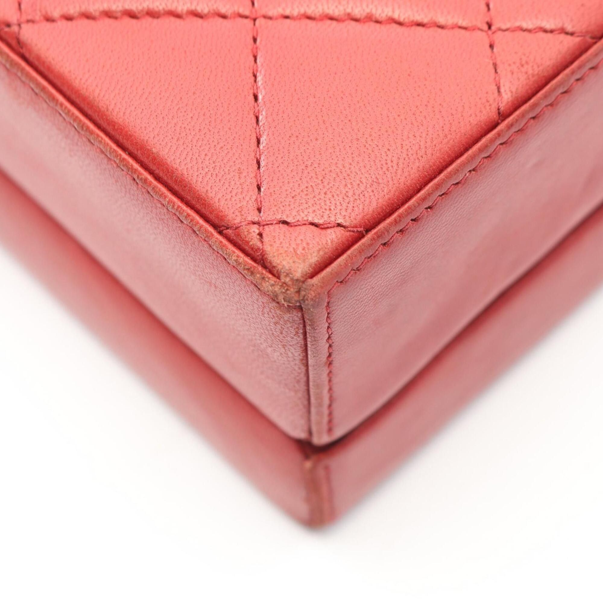 Chanel Chanel Matelassé 2-Way Handbag, Lambskin Leather, Women's, Red Size ONE SIZE - 10 Thumbnail