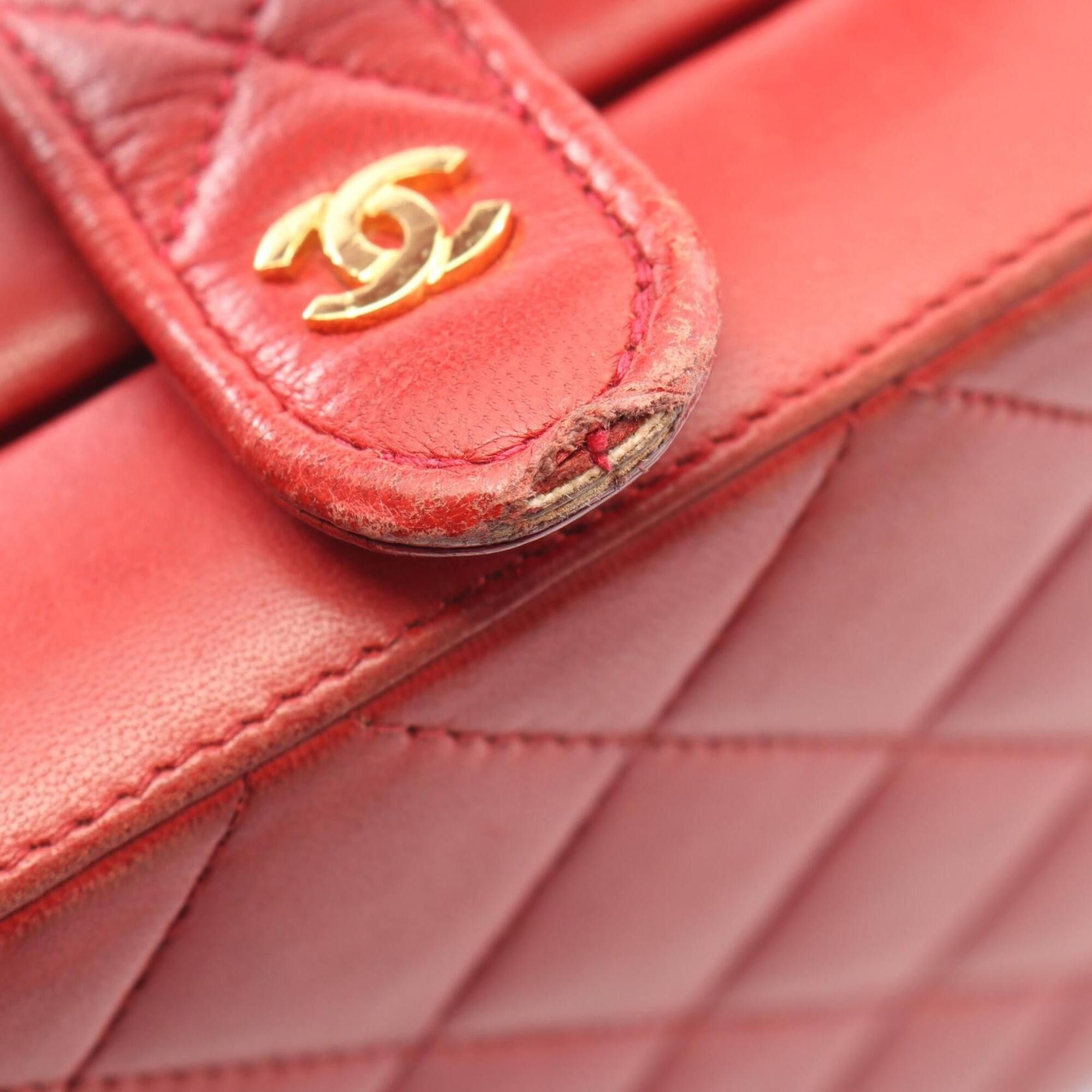 Chanel Chanel Matelassé 2-Way Handbag, Lambskin Leather, Women's, Red Size ONE SIZE - 7 Thumbnail