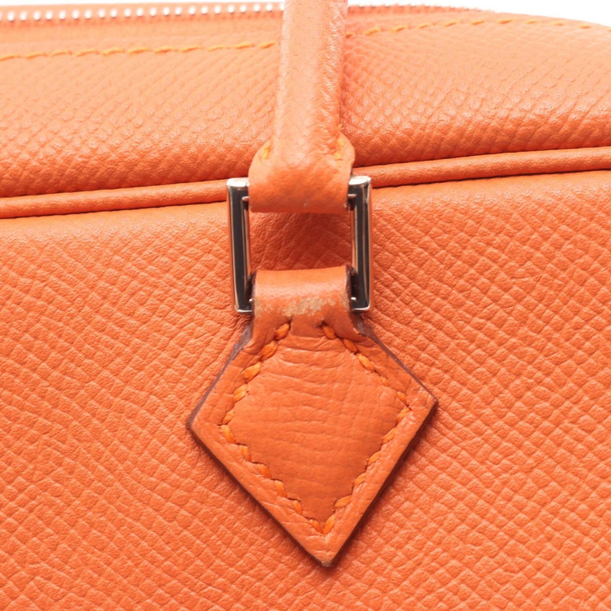 Hermes Hermes Plume Elan 28 Handbag, Leather, Calfskin (Cowhide), Veau Epsom, Women's, Orange Size ONE SIZE - 6 Thumbnail